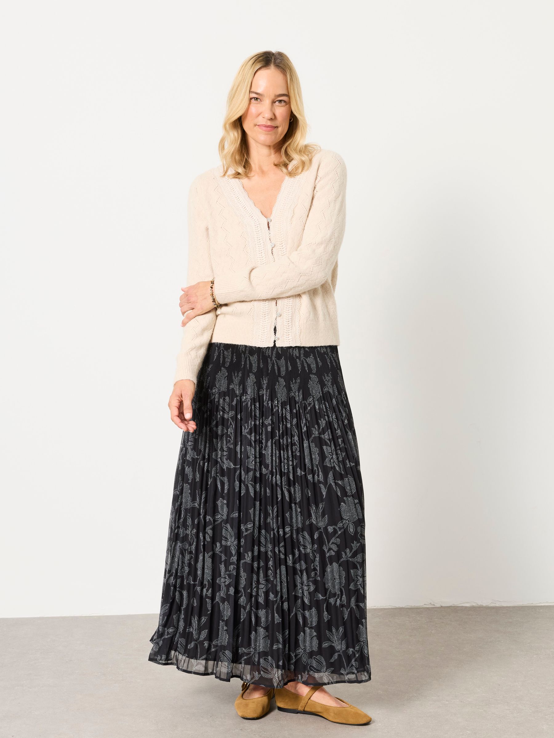 Natural Skye Knitted Lace V Cardigan - Image 4 of 6