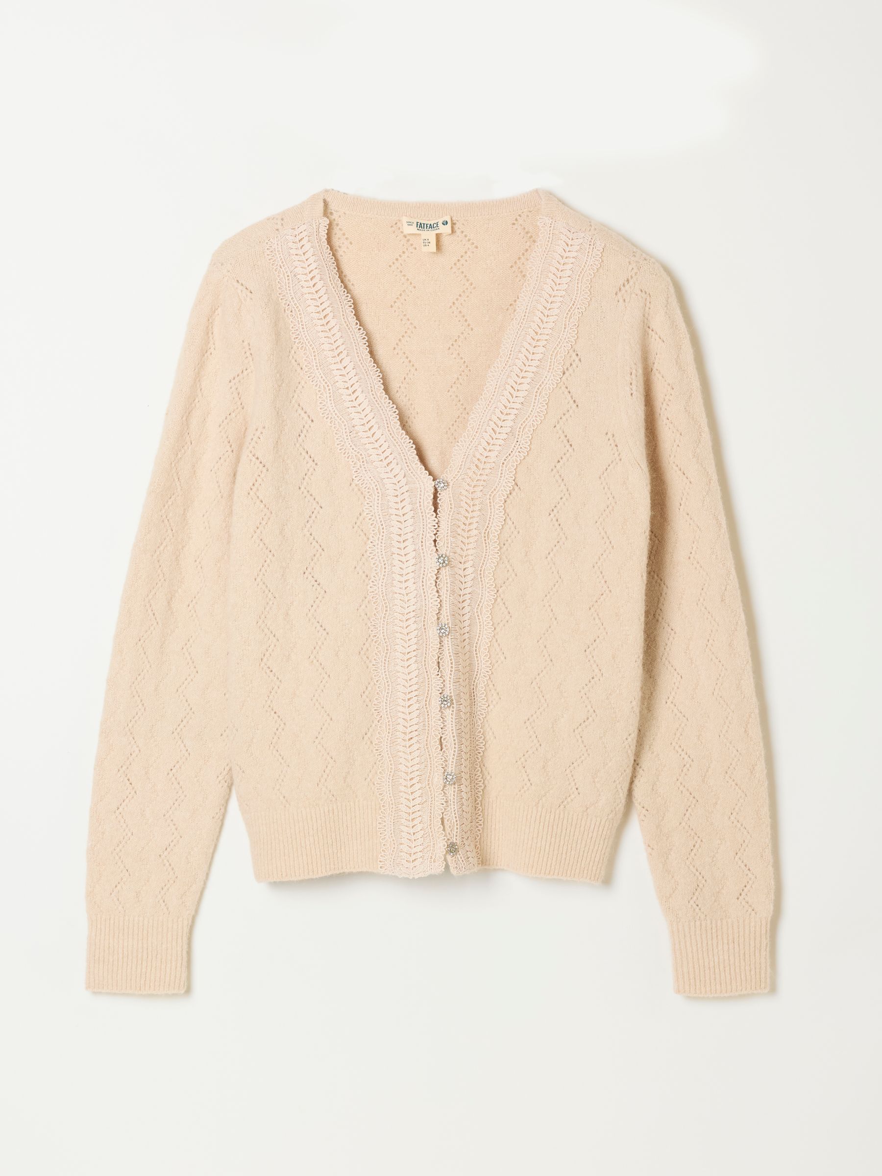 Natural Skye Knitted Lace V Cardigan - Image 6 of 6 Natural Skye Knitted Lace V Cardigan - Image 6 of 6