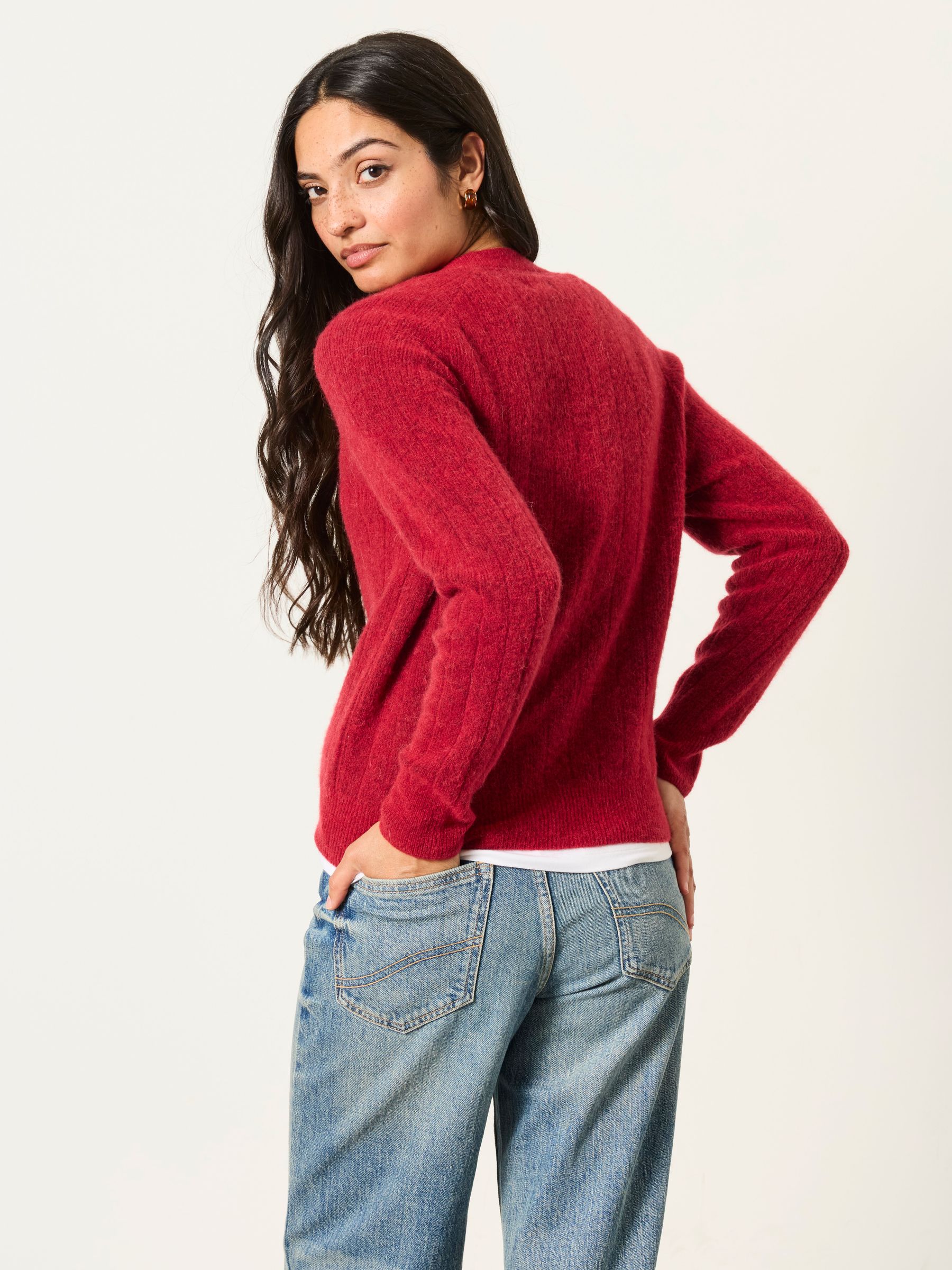 Halle Red Knitted V Neck Jumpers - Image 2 of 6