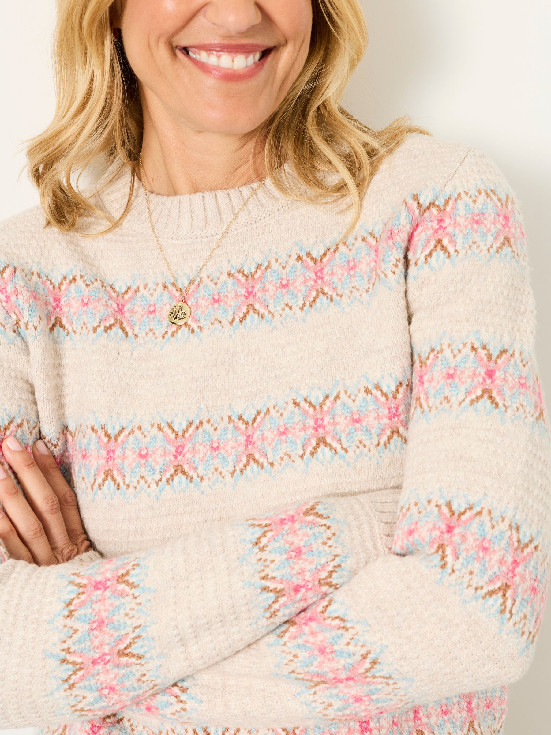 Karenza Knitted Pattern Jumper in Natural - Image 3 of 6