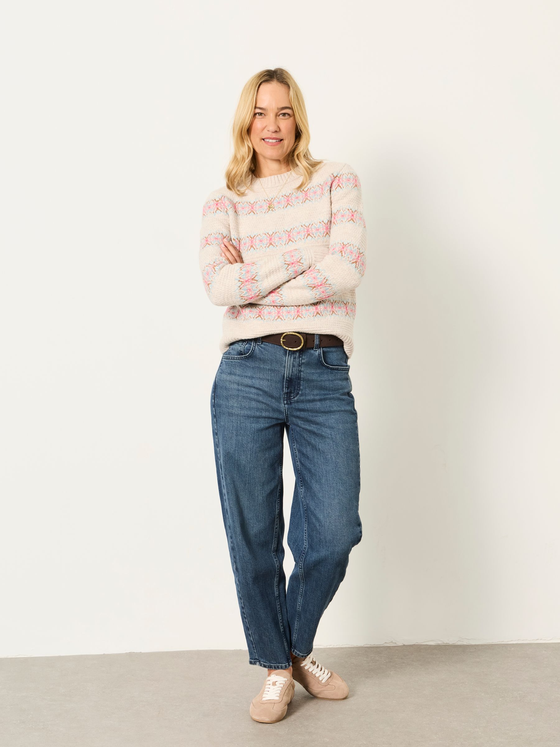 Karenza Knitted Pattern Jumper in Natural - Image 4 of 6
