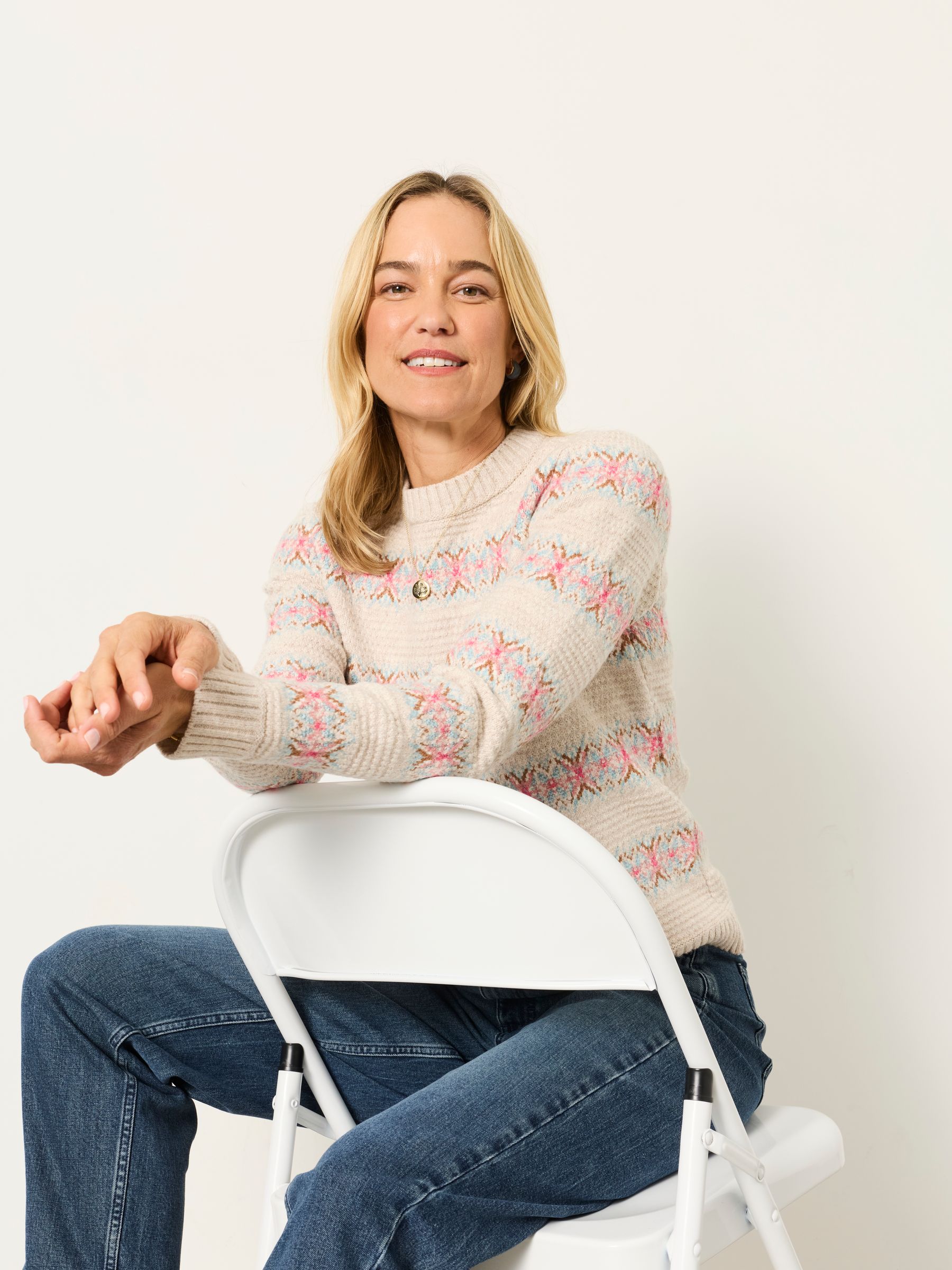 Karenza Knitted Pattern Jumper in Natural - Image 5 of 6