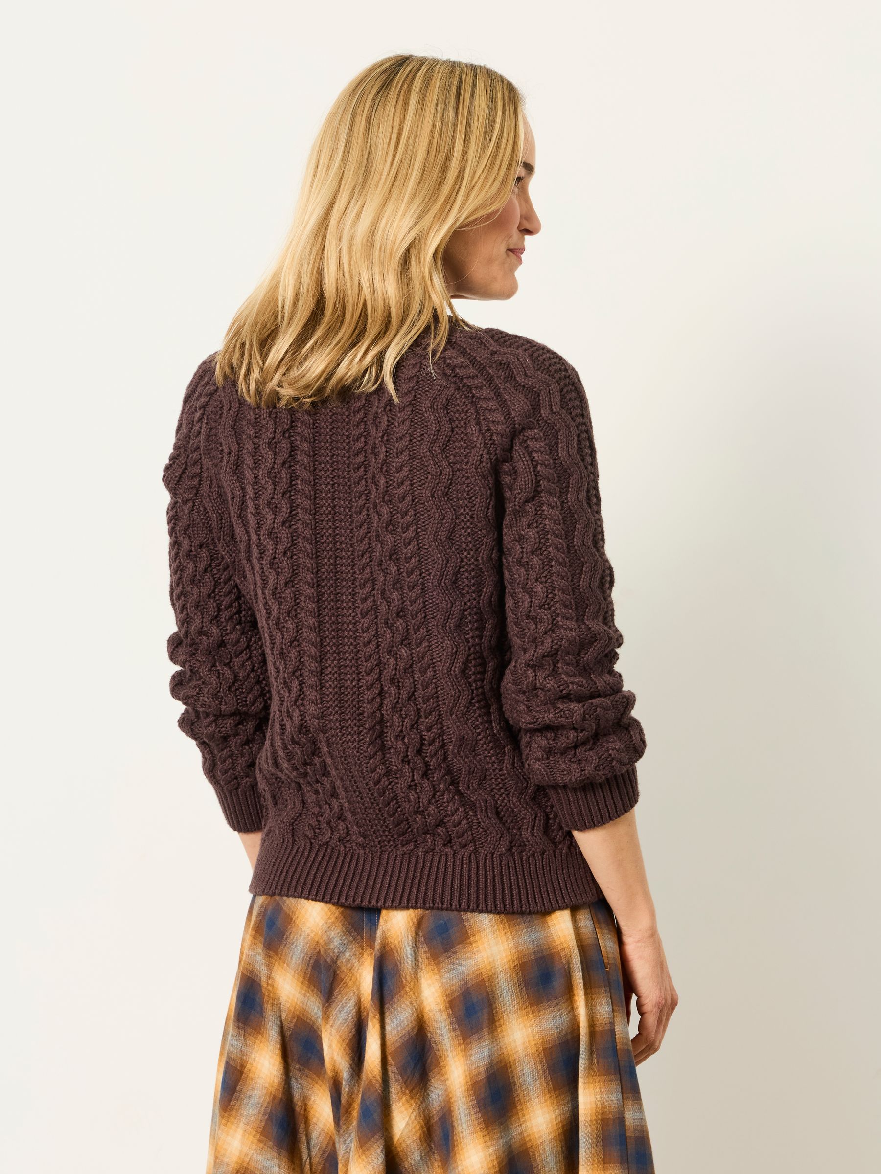 Bryony Chocolate Brown Knitted Cable Jumper - Image 2 of 6