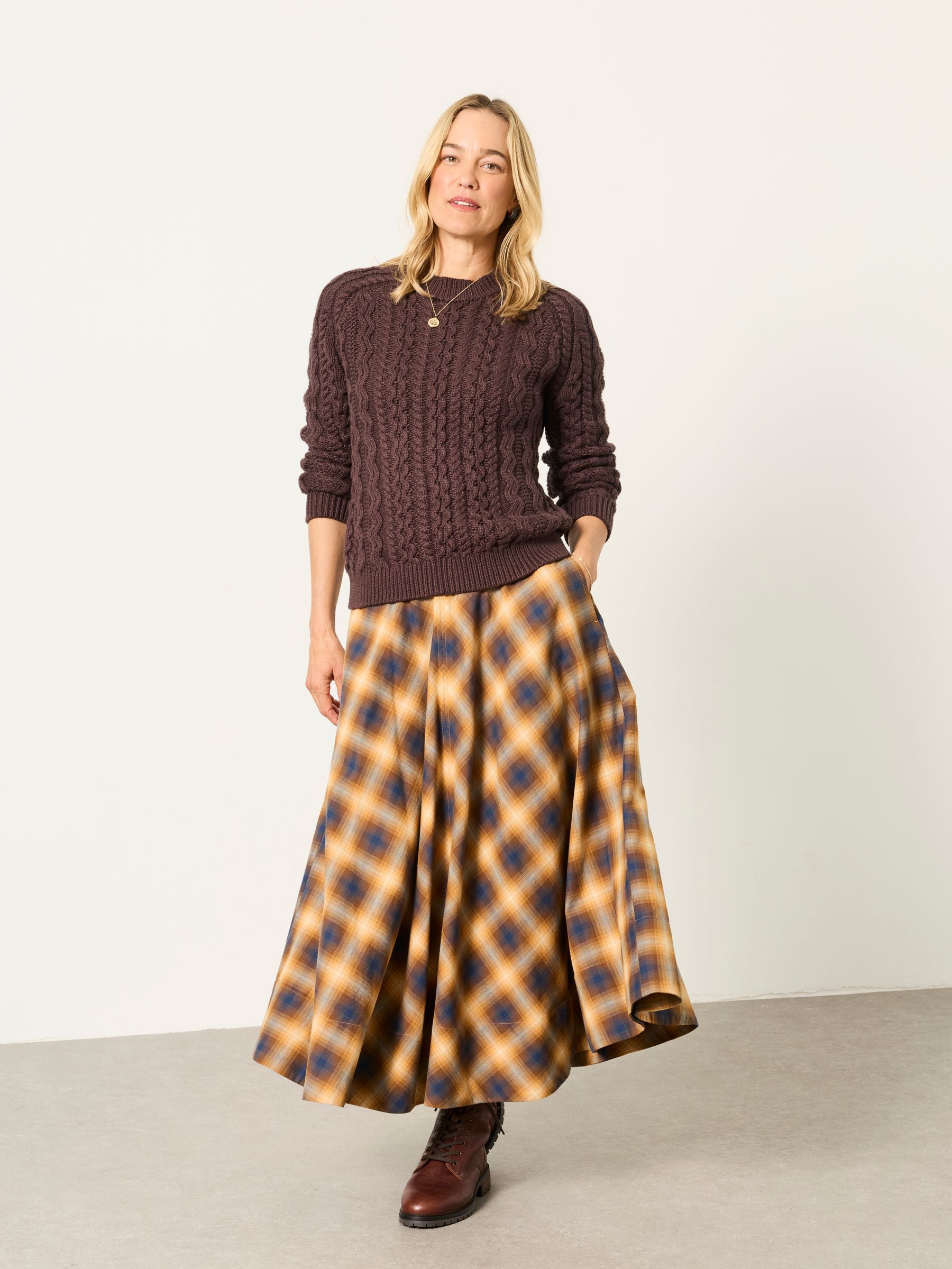 Bryony Chocolate Brown Knitted Cable Jumper - Image 4 of 6