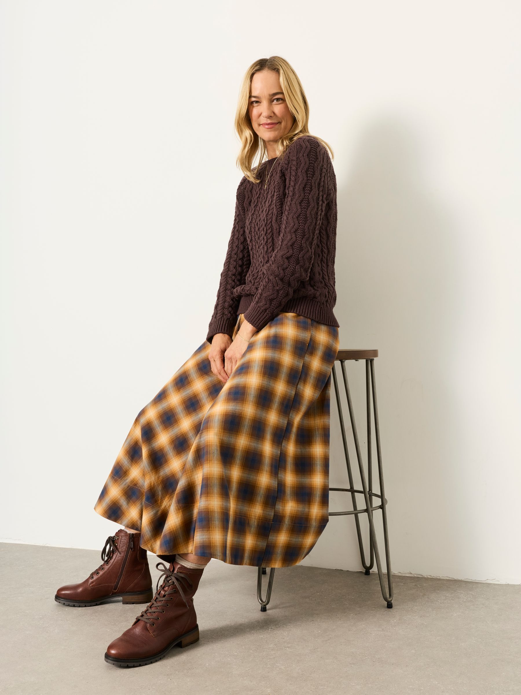 Bryony Chocolate Brown Knitted Cable Jumper - Image 5 of 6
