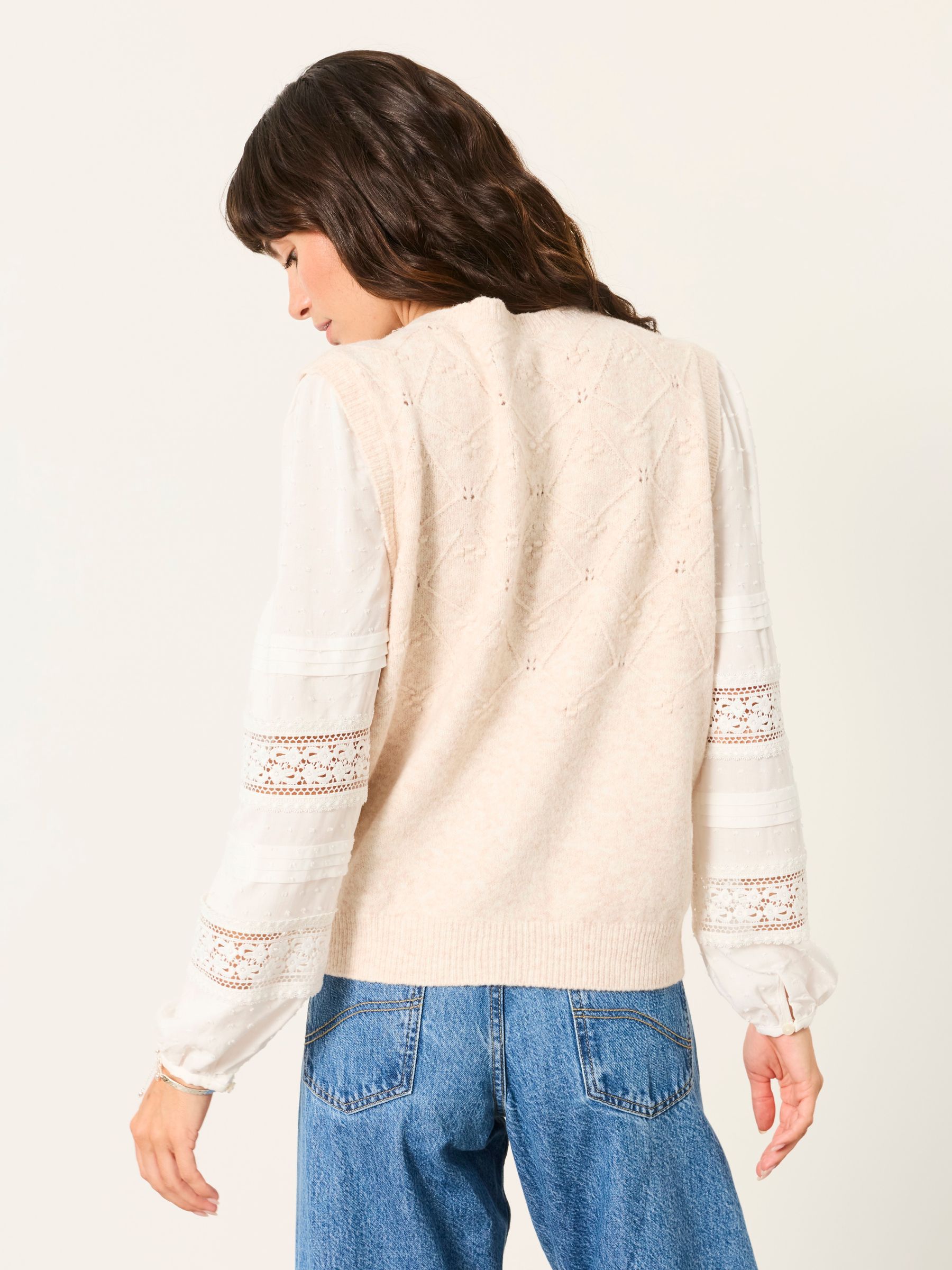 Kaia Oatmeal Double Layer Knitted Tank Shirt - Image 2 of 6