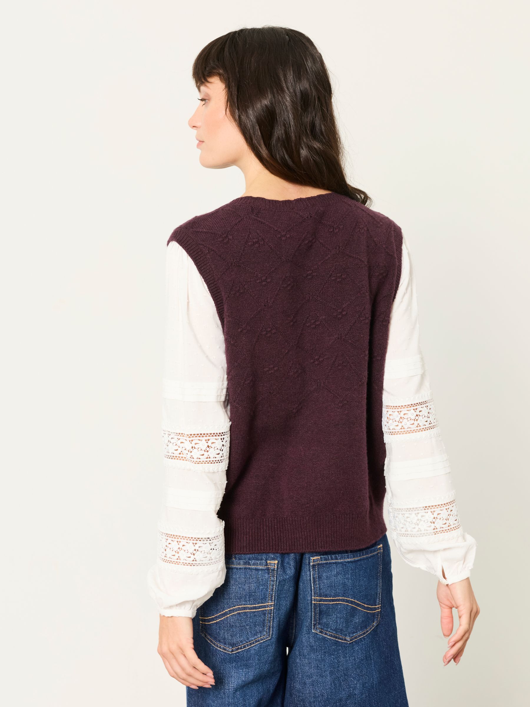 Kaia Plum Purple Double Layer Knitted Tank Shirt - Image 2 of 6