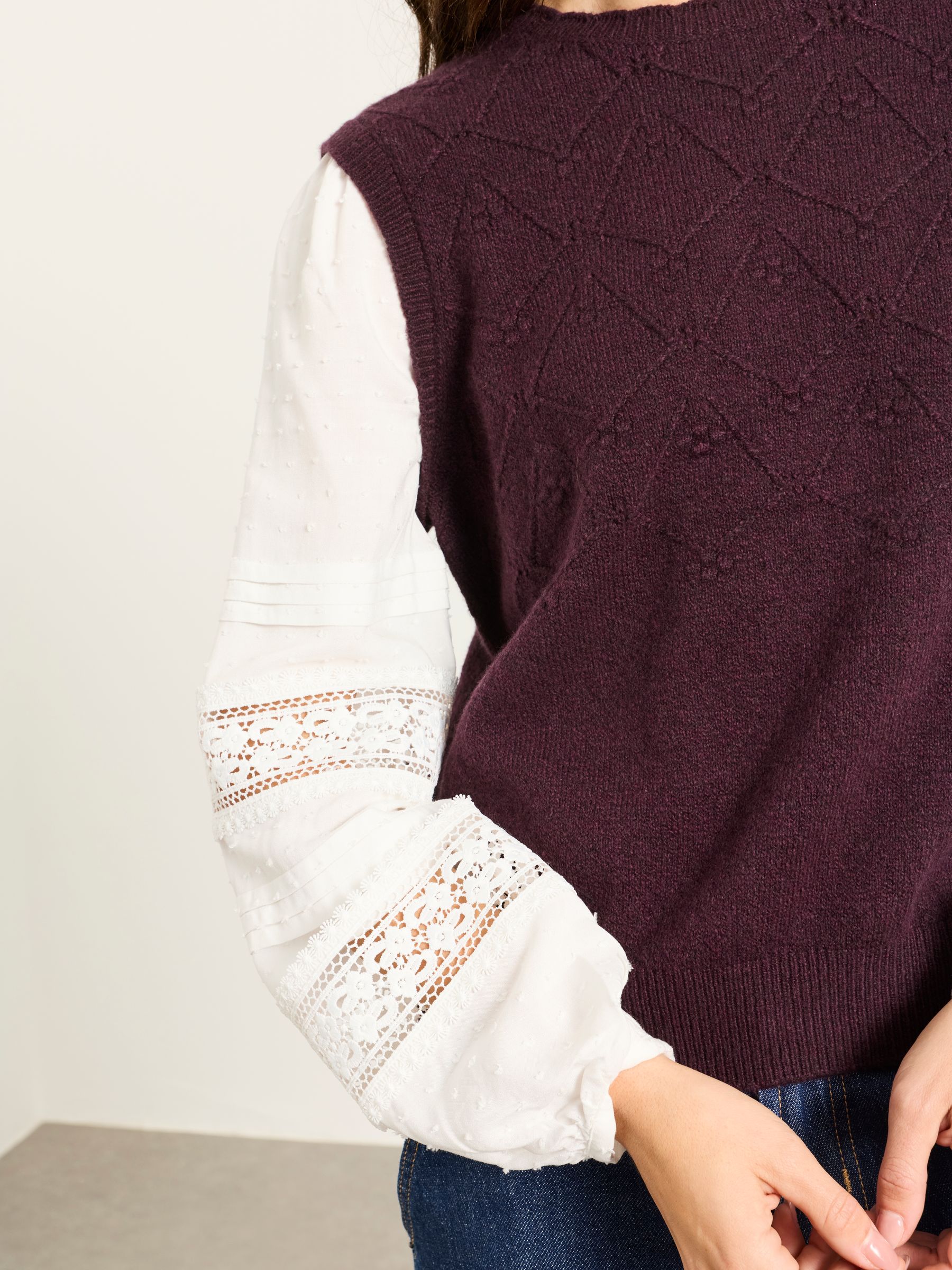 Kaia Plum Purple Double Layer Knitted Tank Shirt - Image 3 of 6