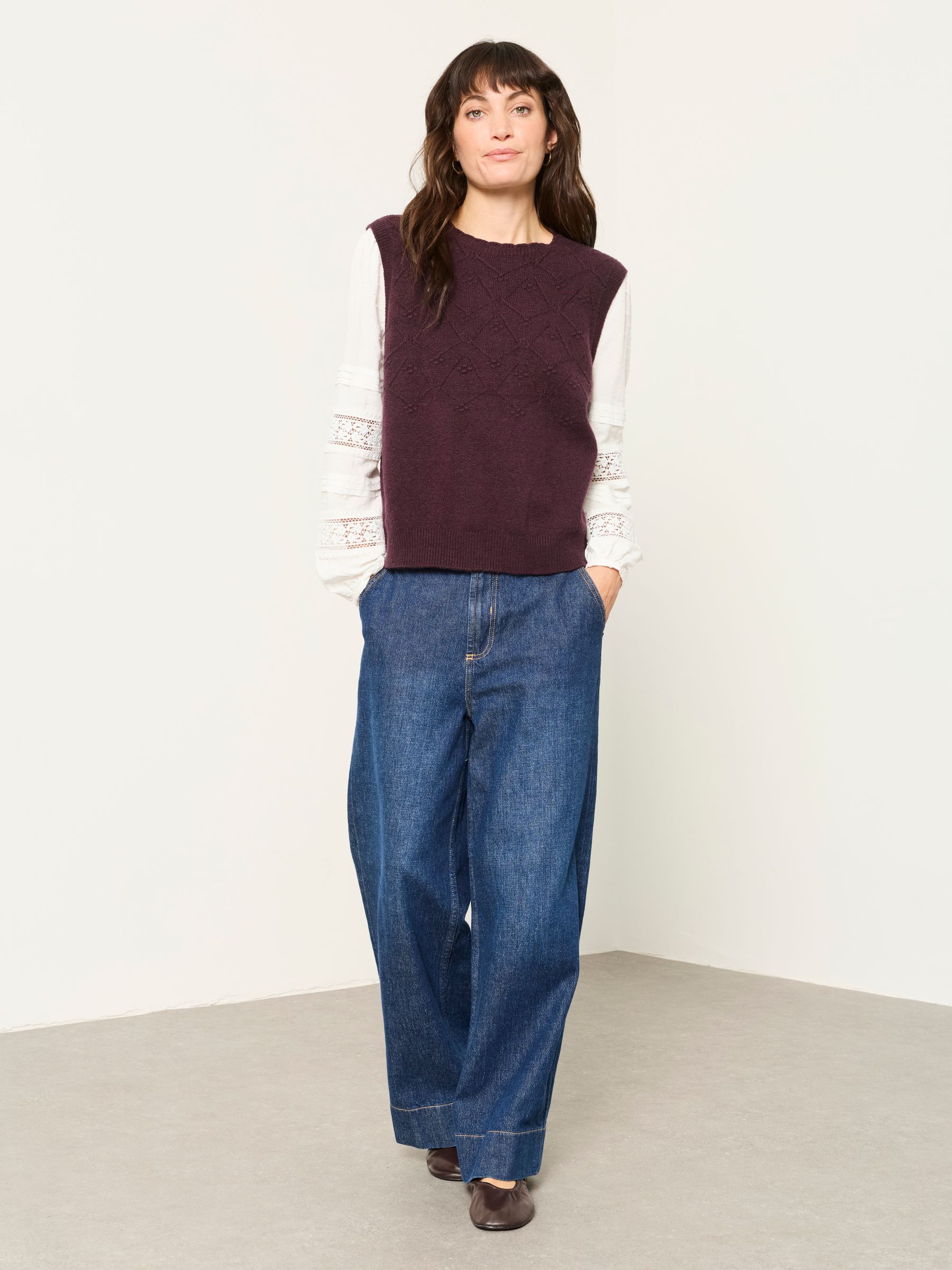 Kaia Plum Purple Double Layer Knitted Tank Shirt - Image 4 of 6