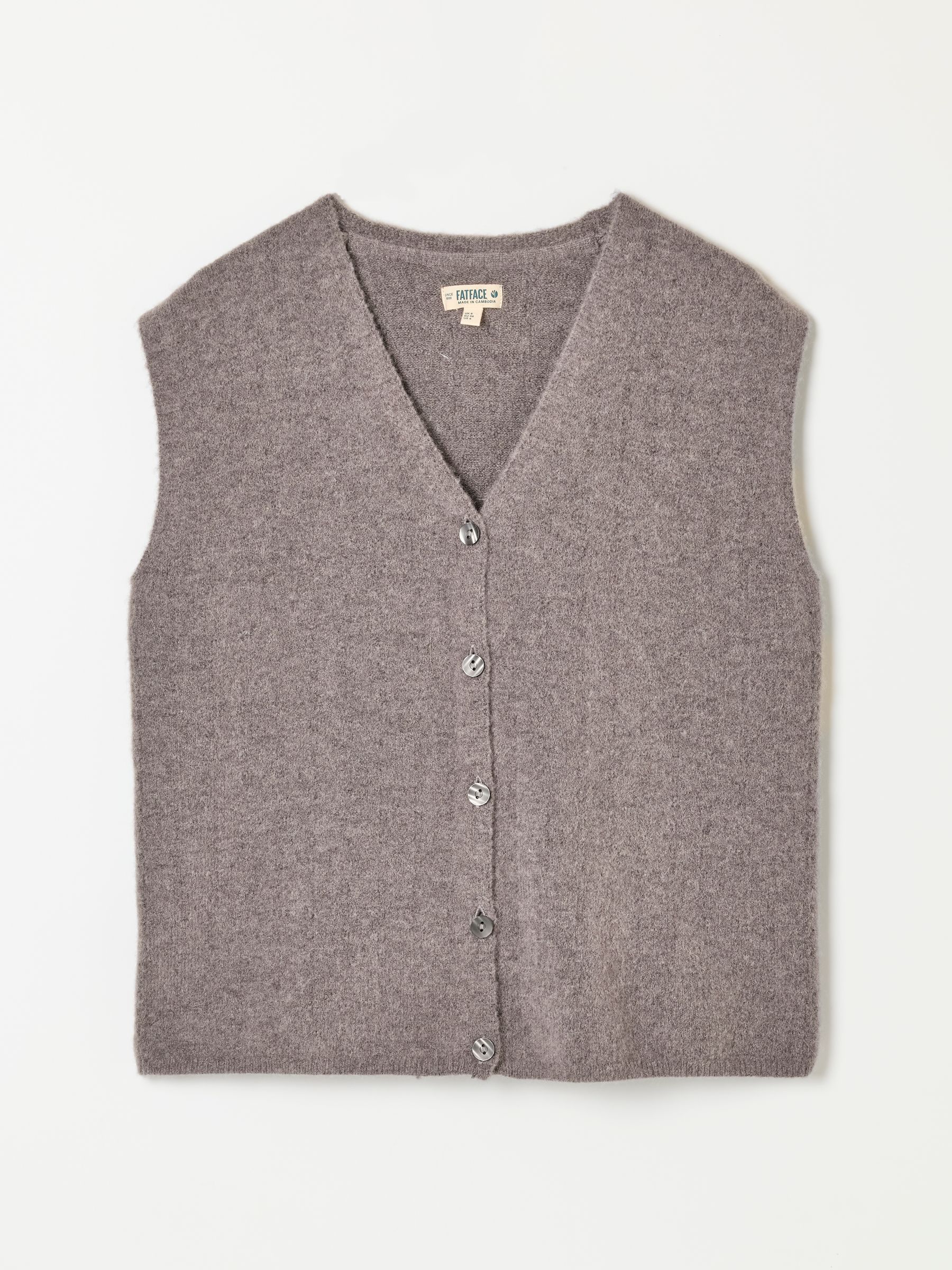 Halle Dark Grey Knitted Button Front Vest - Image 6 of 6
