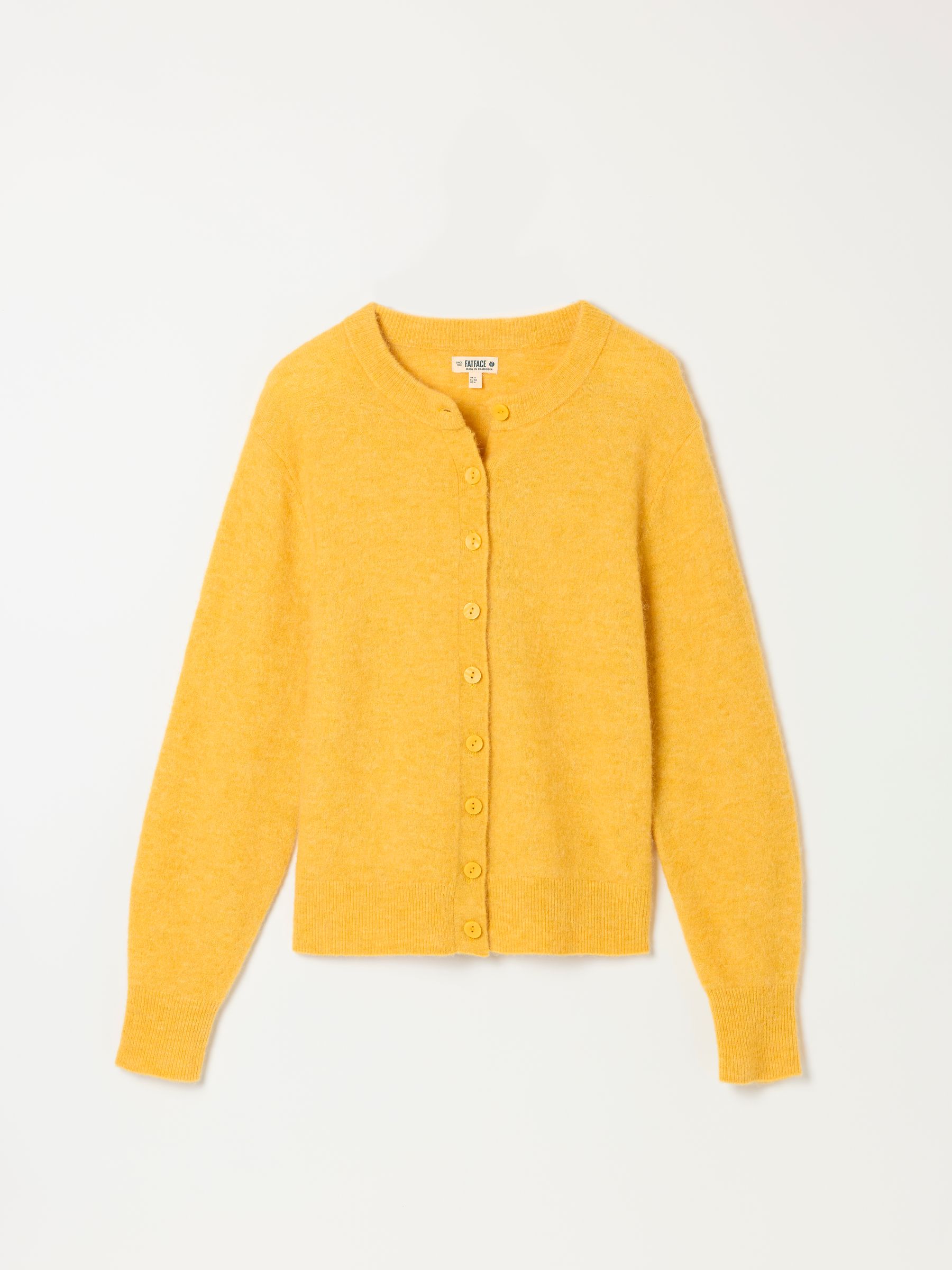 Halle Mustard Yellow Wool Rich Soft Knit Button Front Cardigan - Image 6 of 6 Halle Mustard Yellow Wool Rich Soft Knit Button Front Cardigan - Image 6 of 6