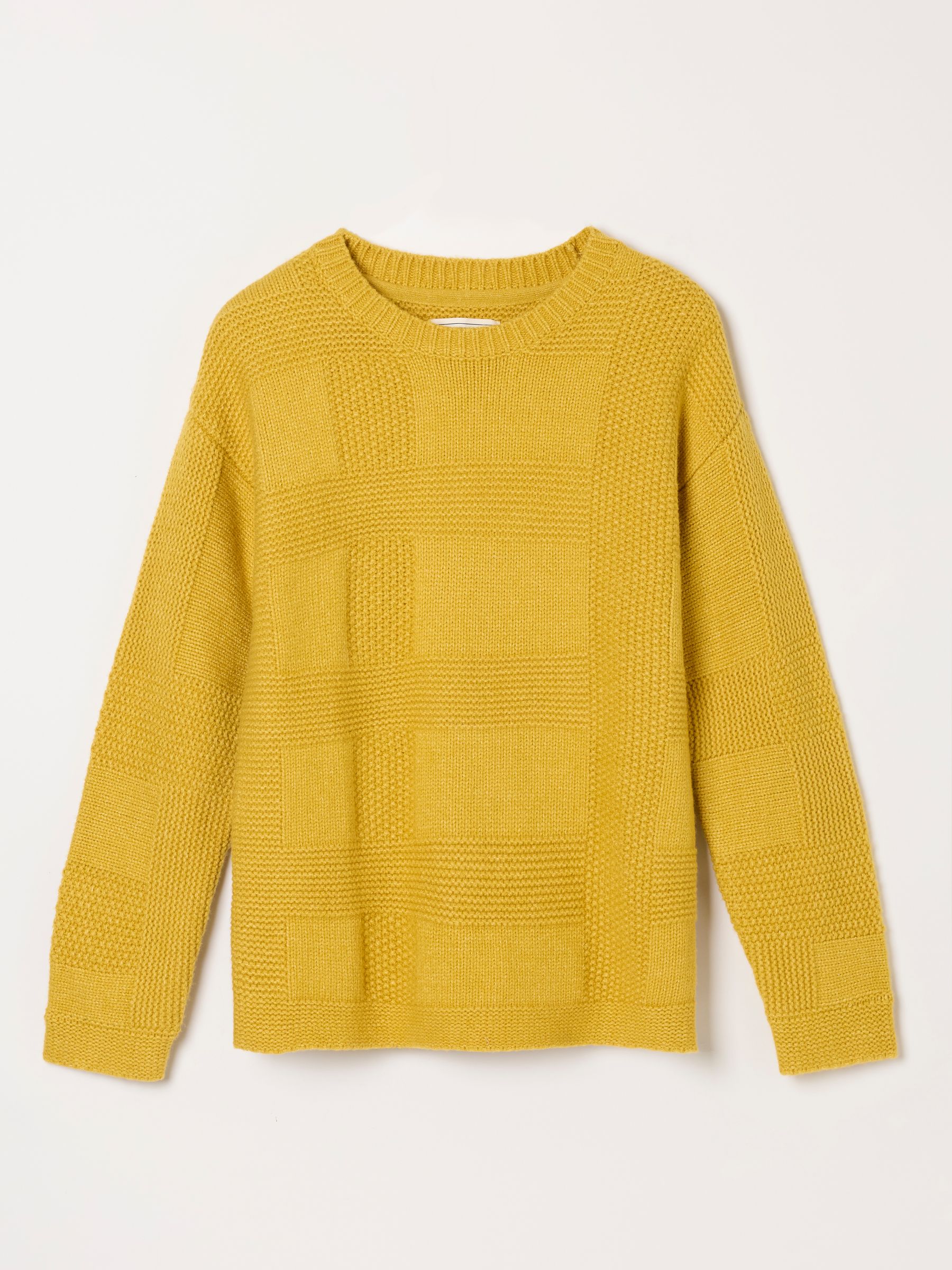 Elouise Yellow Knitted Check Crew Neck Jumper - Image 6 of 6