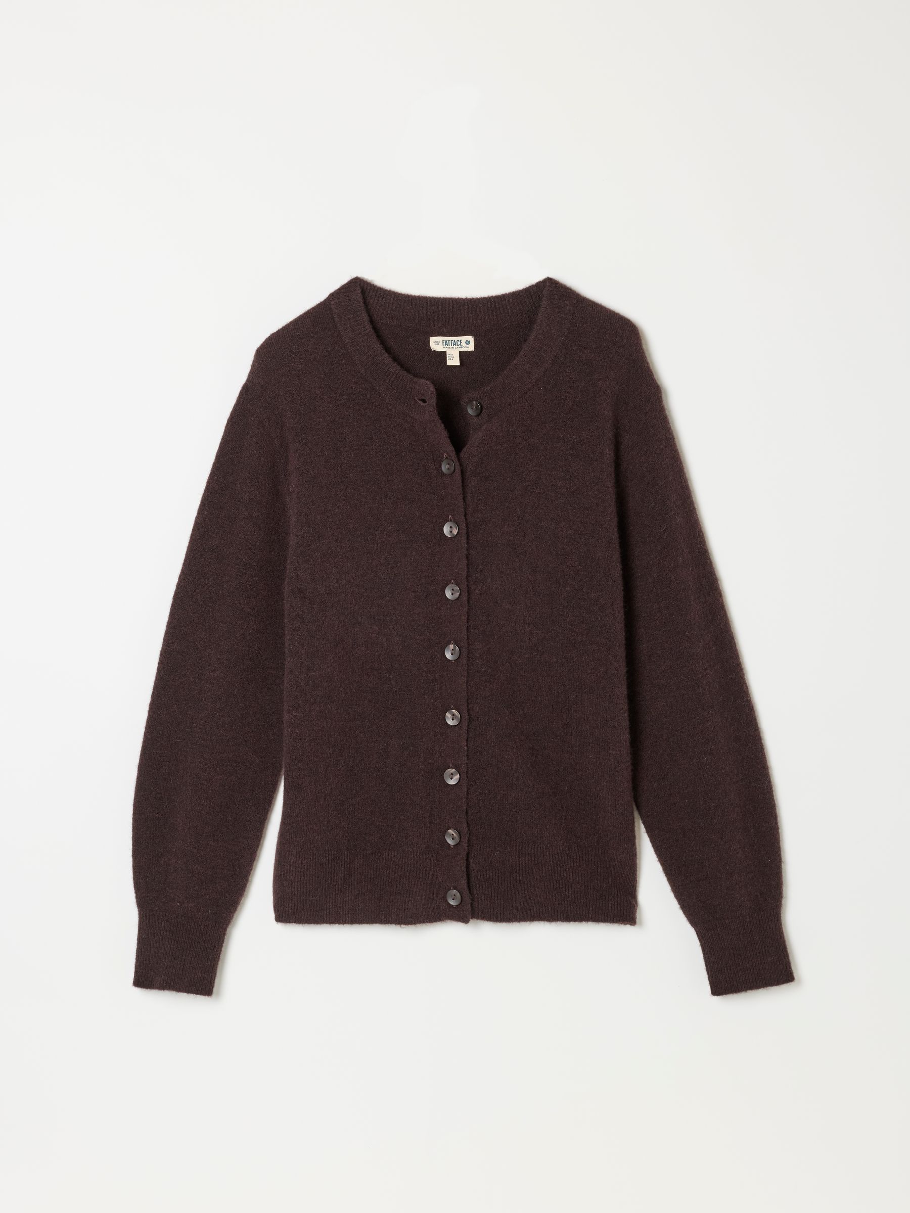 Halle Chocolate Brown Knitted Crew Button Front Cardigan - Image 6 of 6