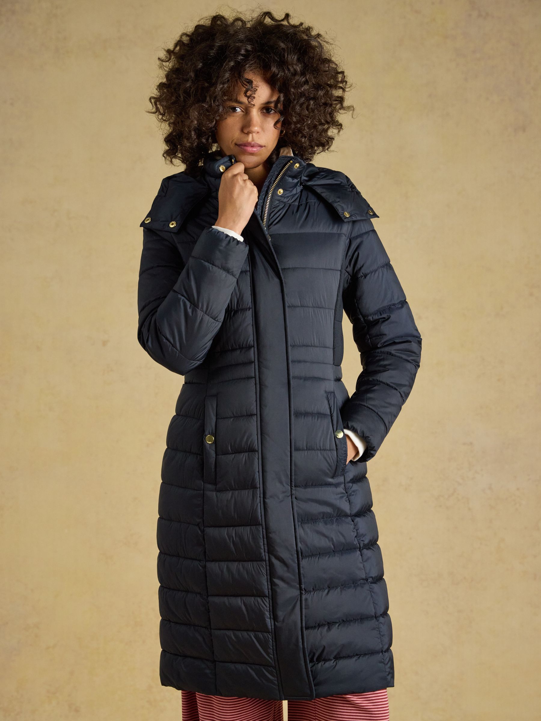 Windborough Navy Showerproof Longline Padded Coat with Hood - Image 1 of 11 Windborough Navy Showerproof Longline Padded Coat with Hood - Image 1 of 11