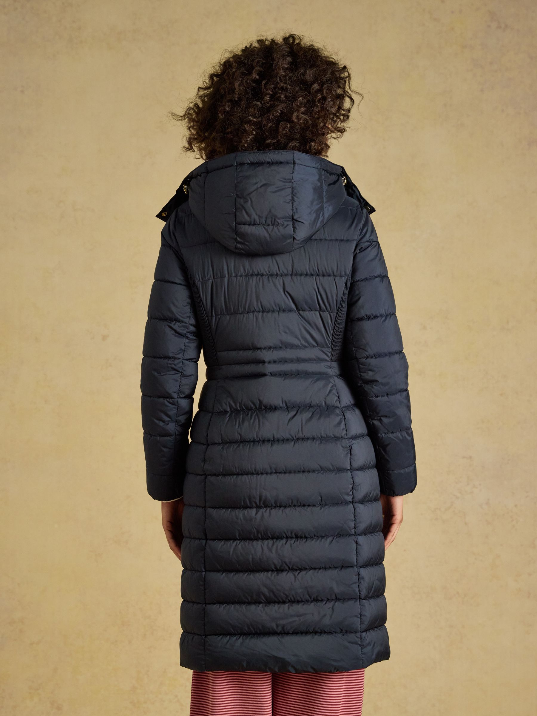Windborough Navy Showerproof Longline Padded Coat with Hood - Image 2 of 11