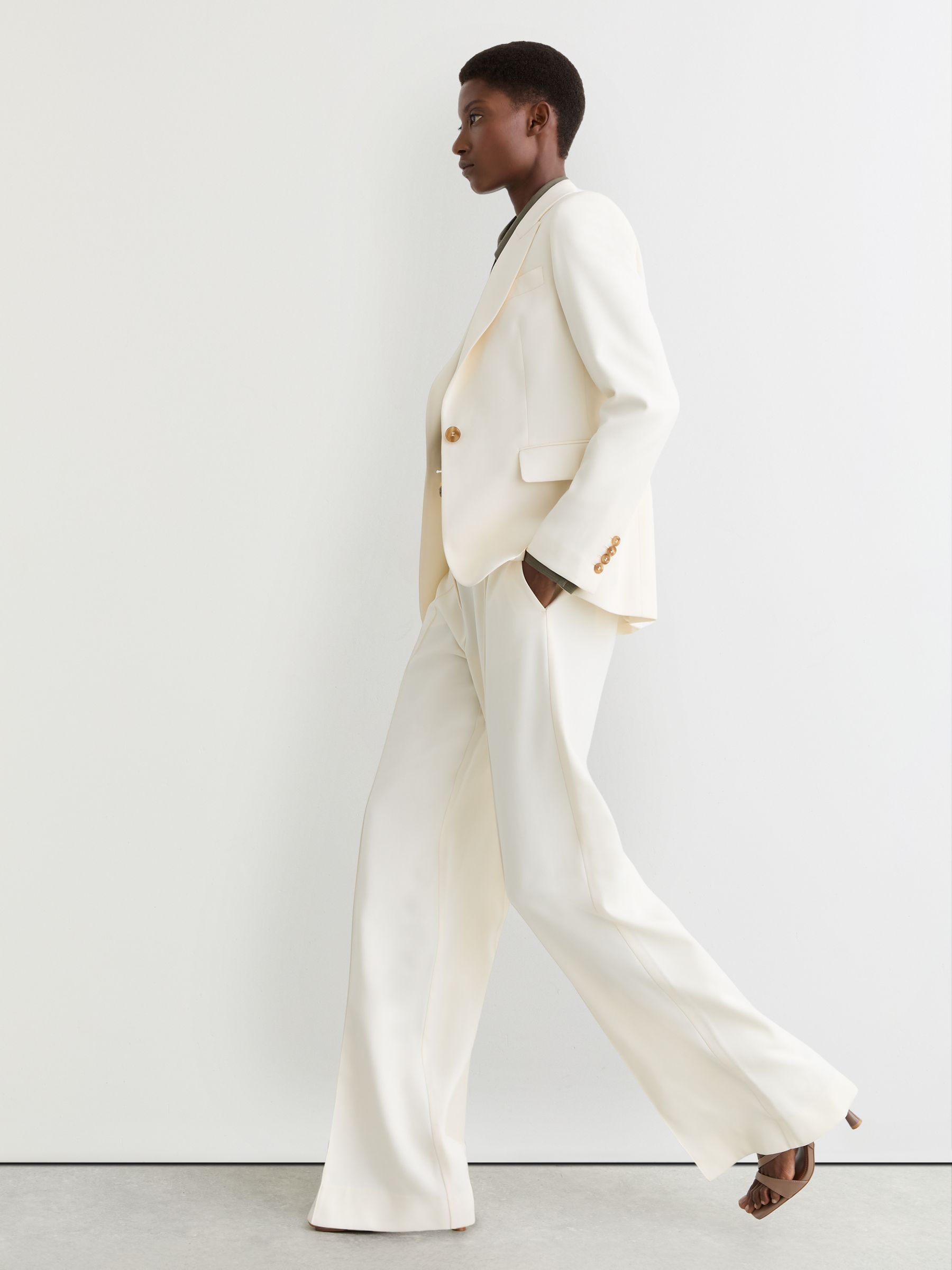 Wide-Leg Seam-Detail Trousers in Cream - Image 4 of 7