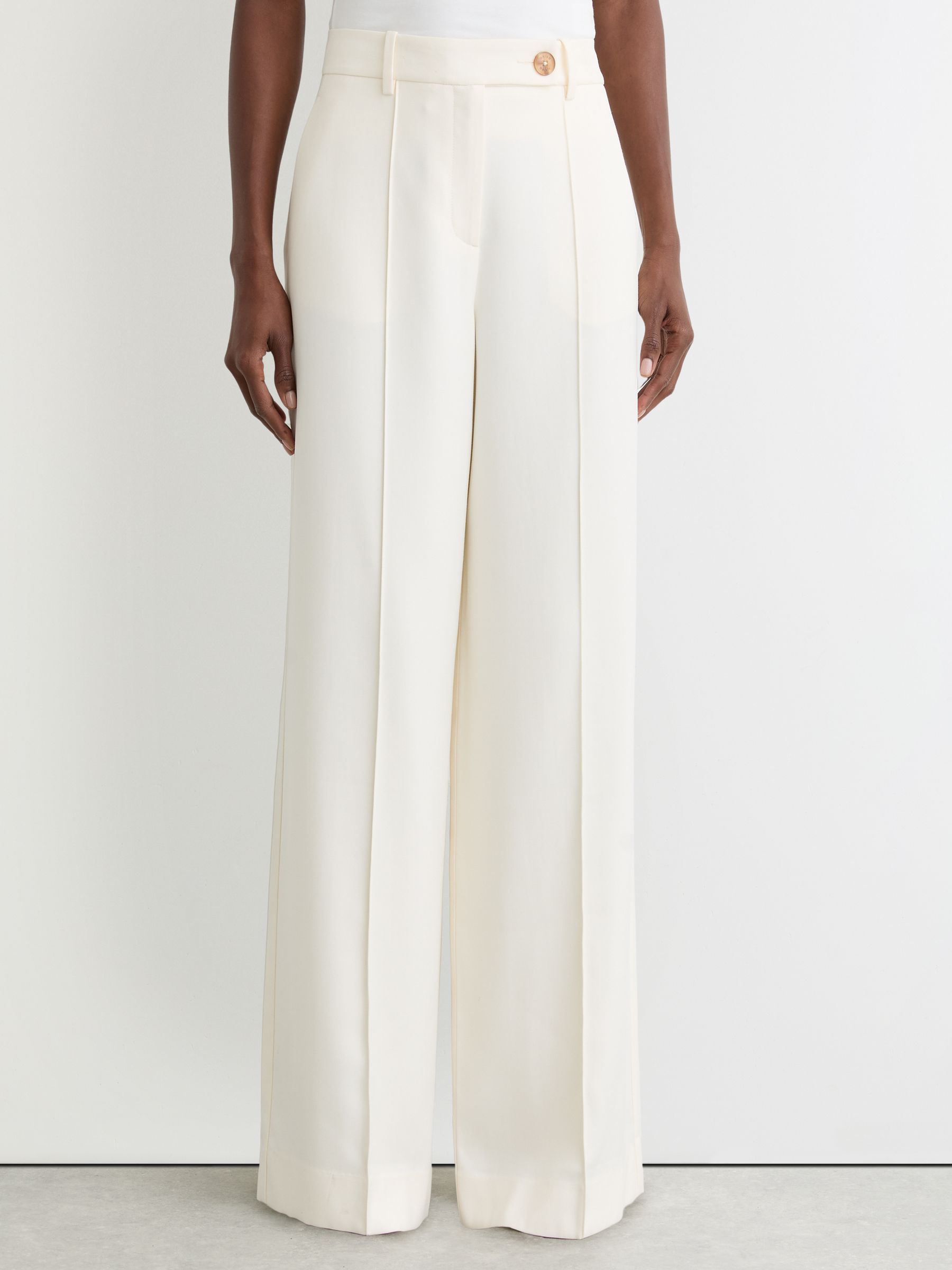 Wide-Leg Seam-Detail Trousers in Cream - Image 5 of 7