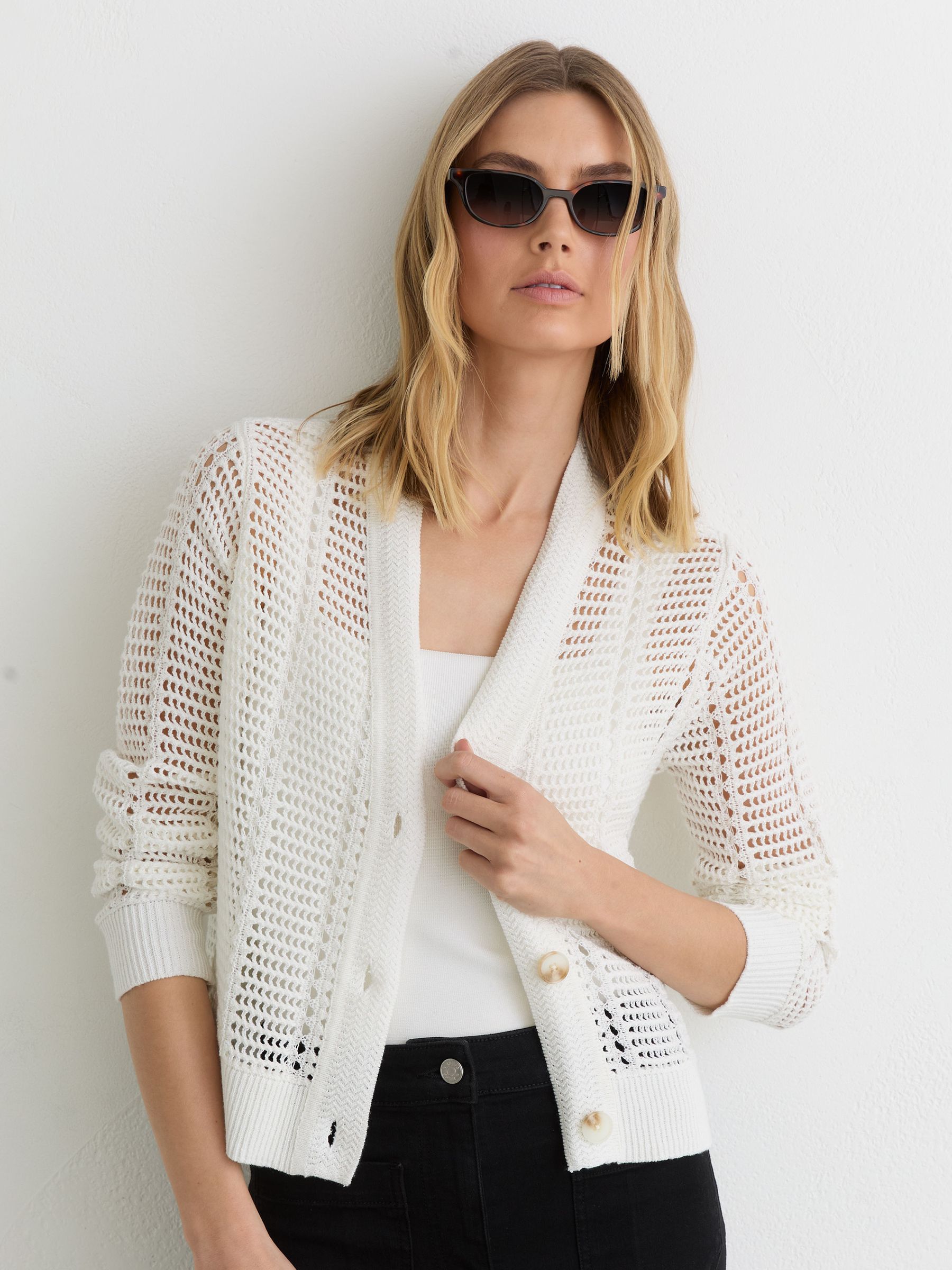 Open-Knit Button-Through Cardigan in Ivory - image 2