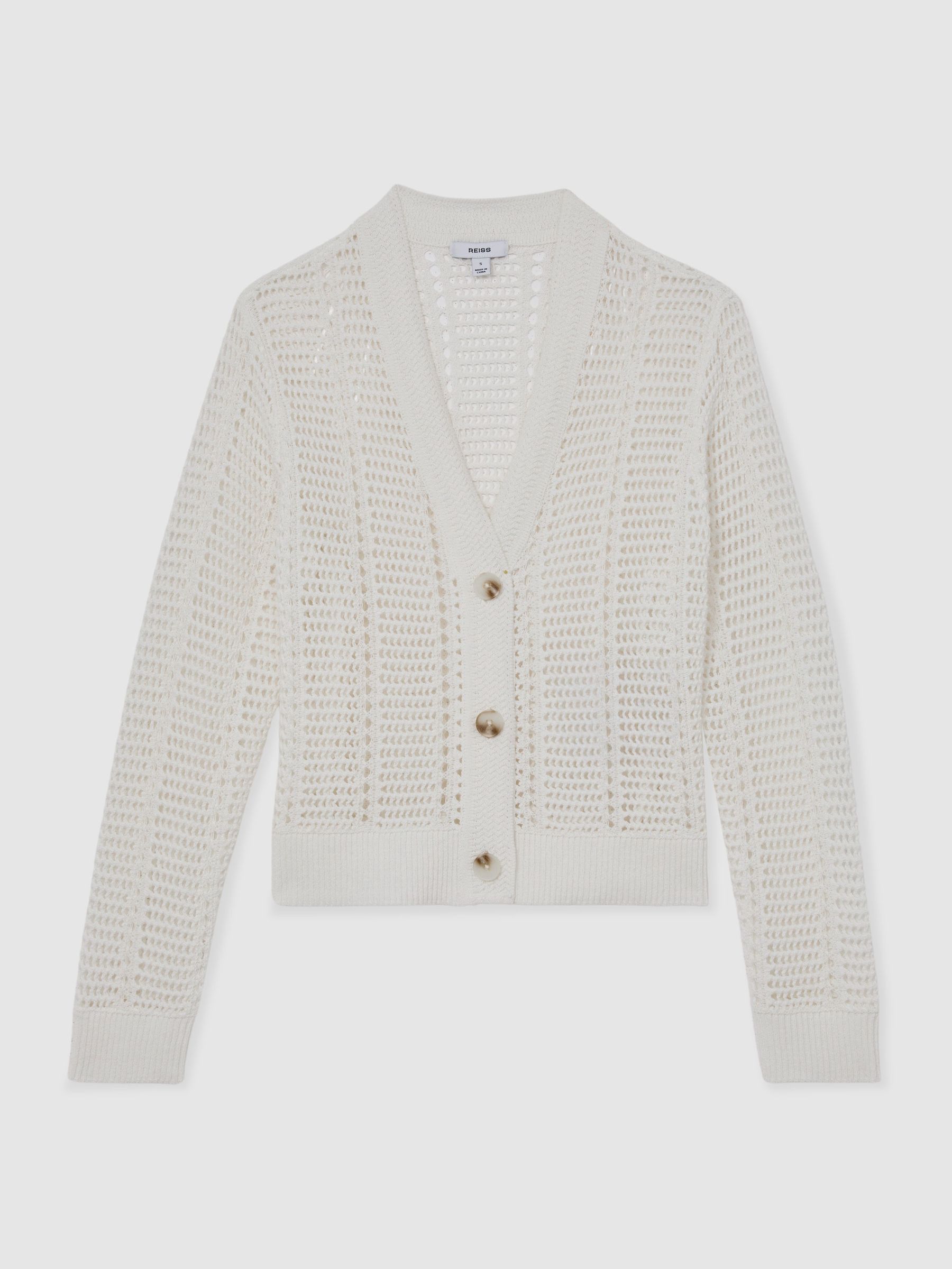 Open-Knit Button-Through Cardigan in Ivory - image 1