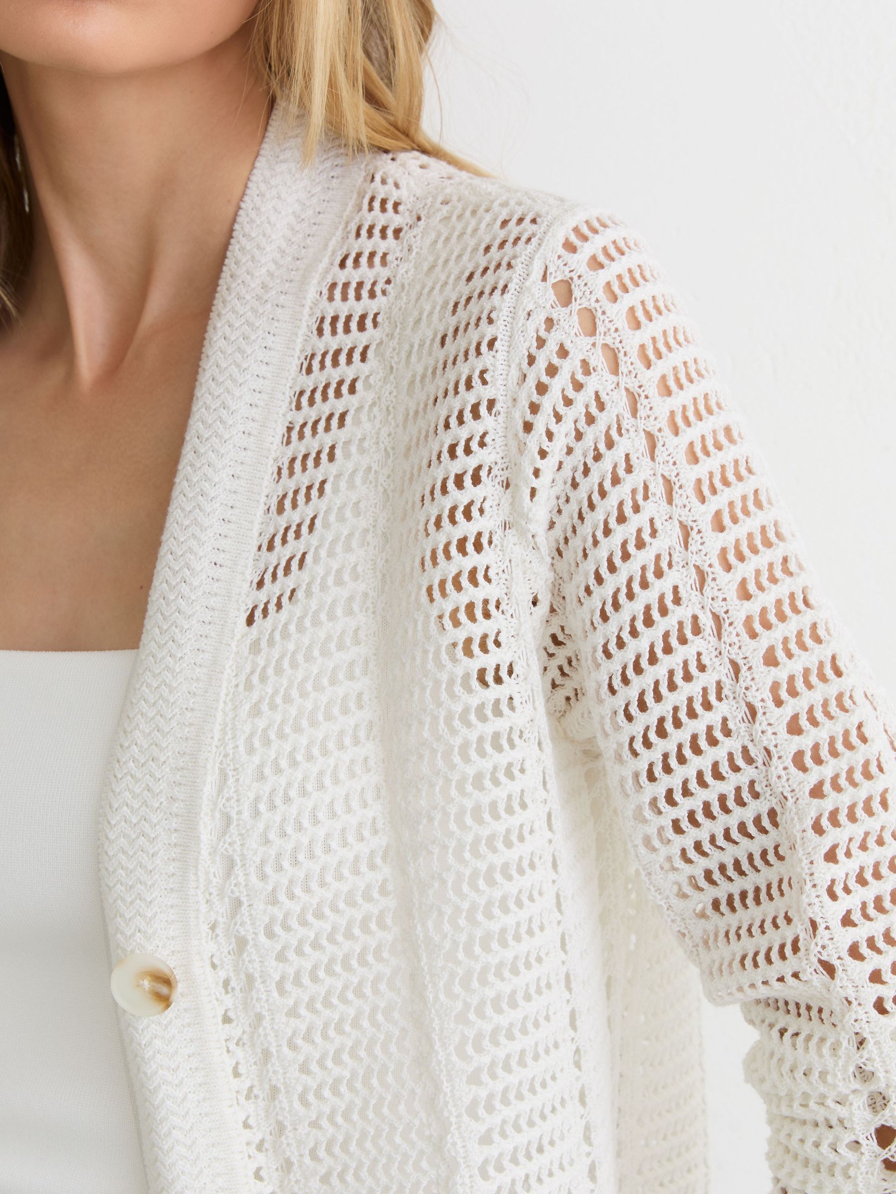 Open-Knit Button-Through Cardigan in Ivory - image 5