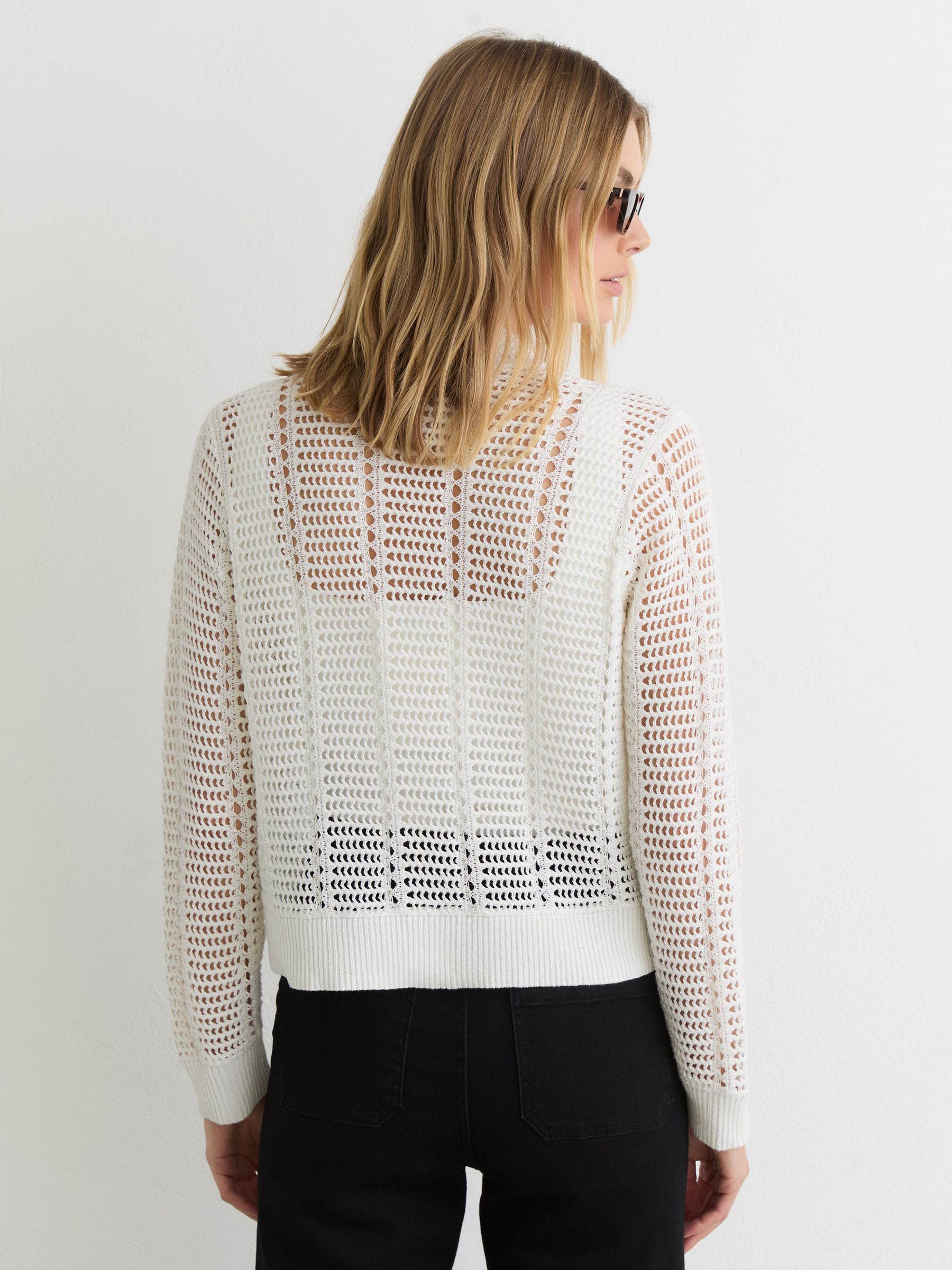 Open-Knit Button-Through Cardigan in Ivory - image 3