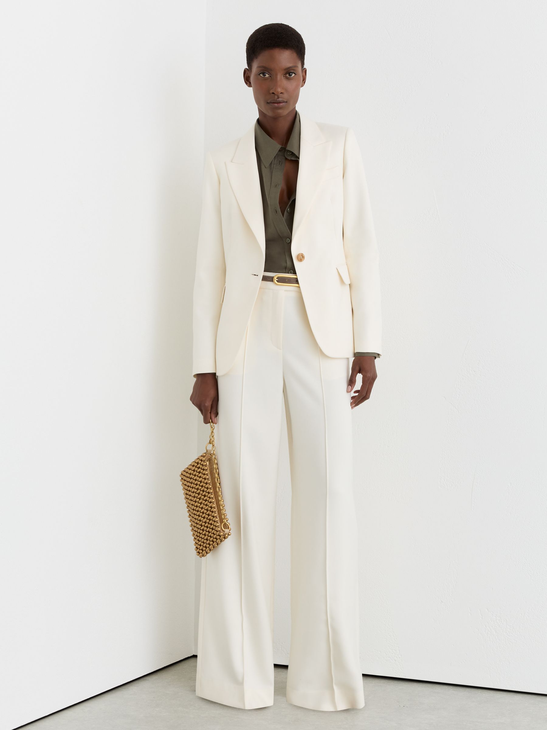 Petite Wide-Leg Seam-Detail Trousers in Cream - image 3