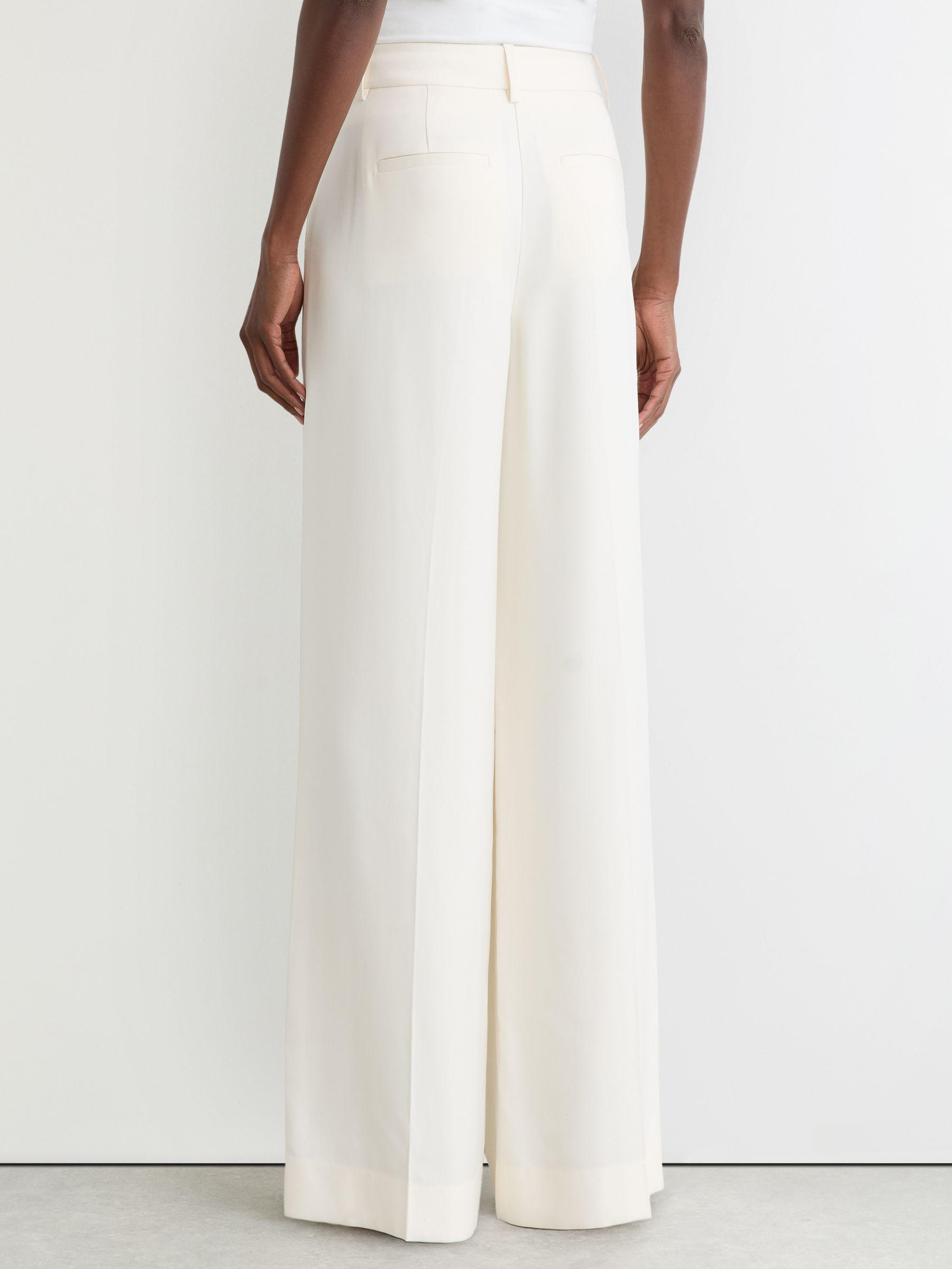 Petite Wide-Leg Seam-Detail Trousers in Cream - Image 5 of 8