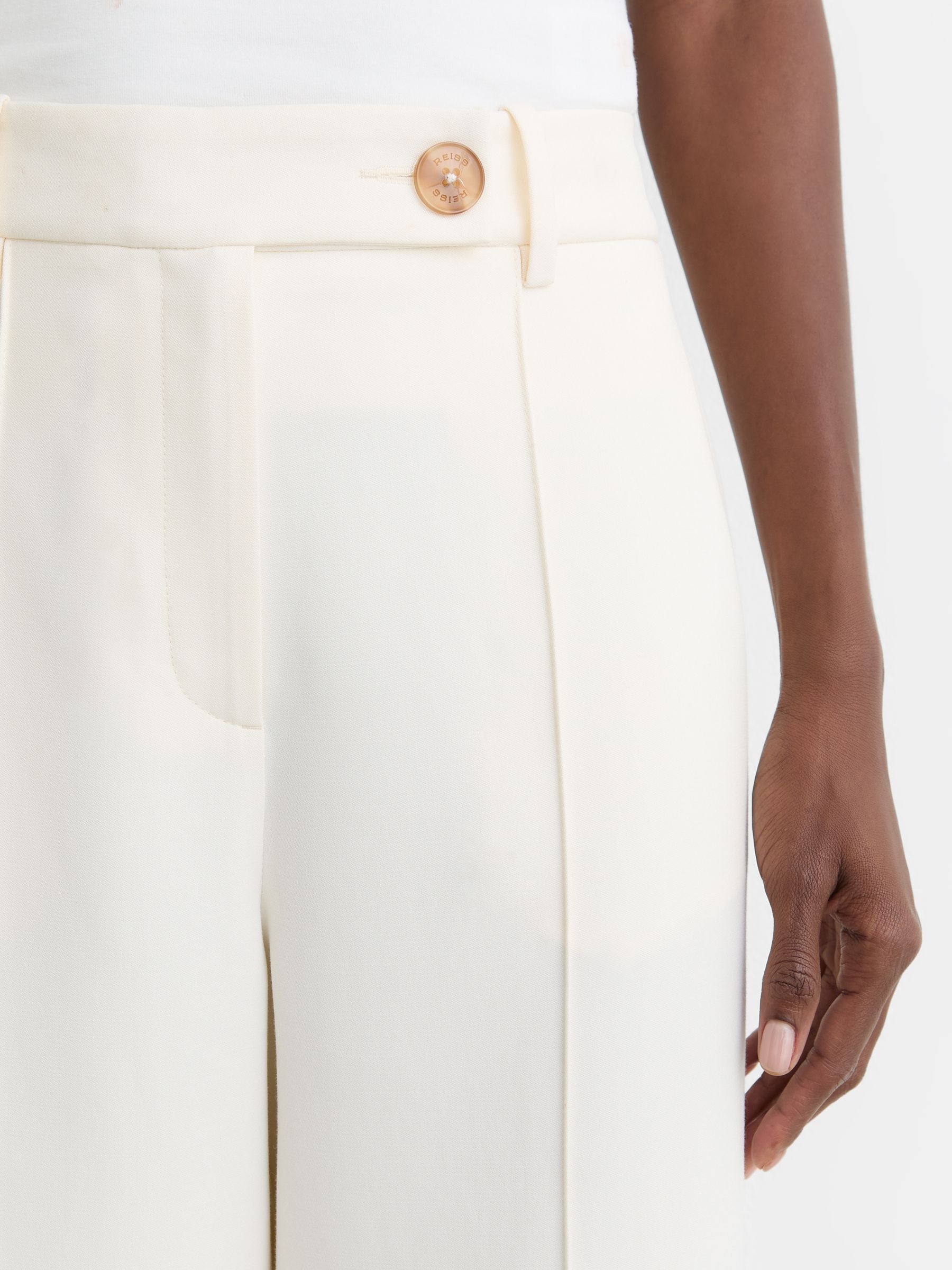 Petite Wide-Leg Seam-Detail Trousers in Cream - Image 6 of 8
