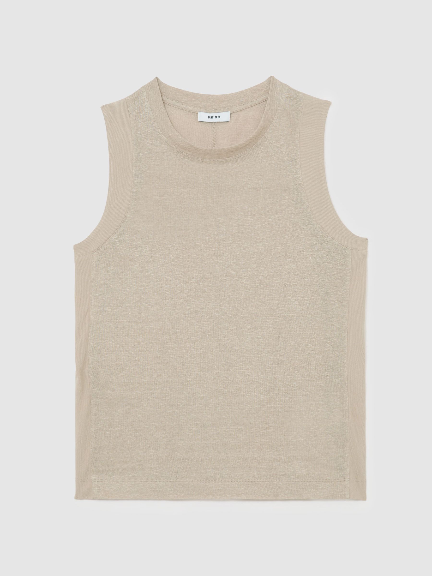 Linen Jersey Vest in Stone Neutral - image 1
