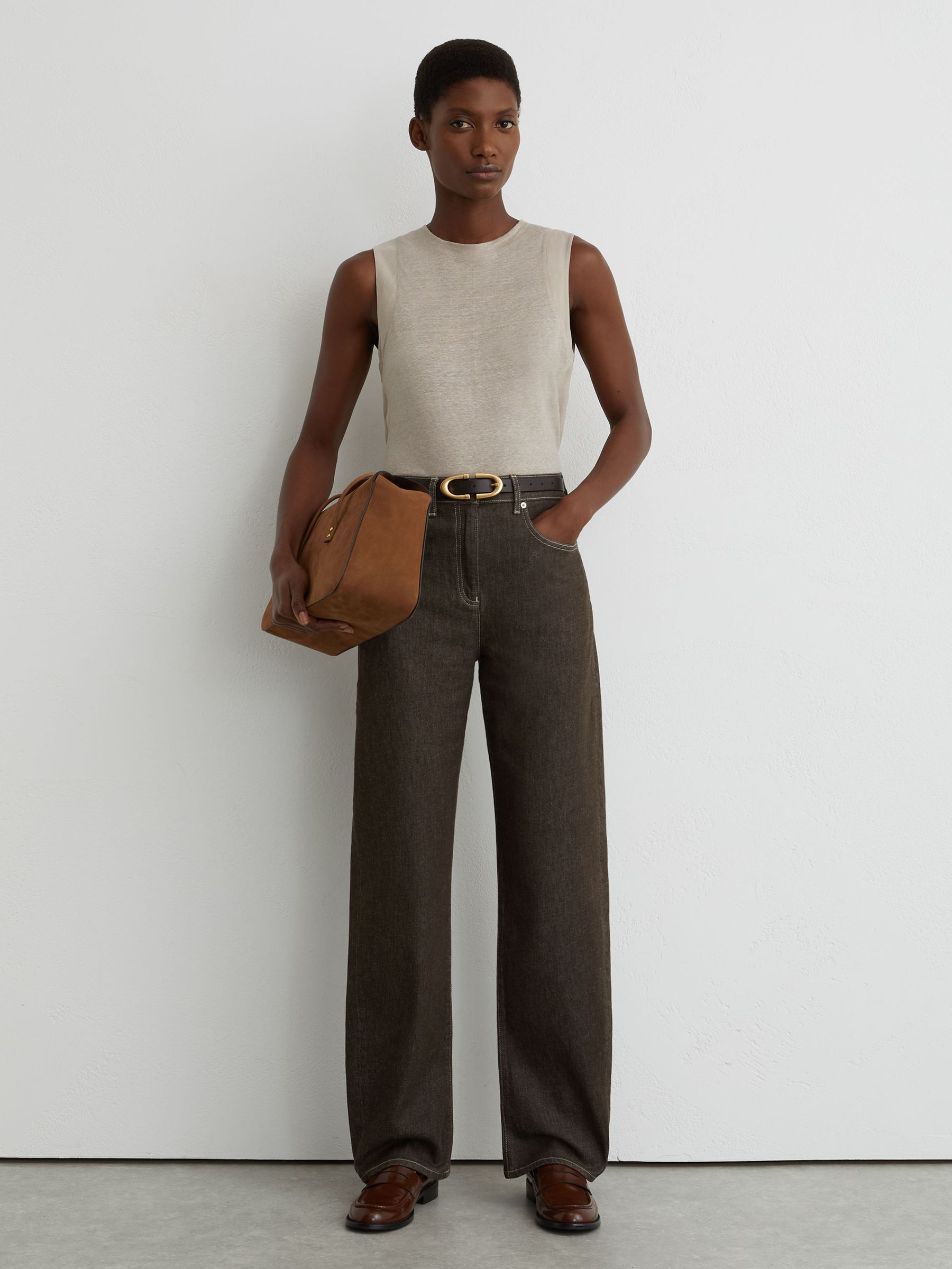 Linen Jersey Vest in Stone Neutral - image 5