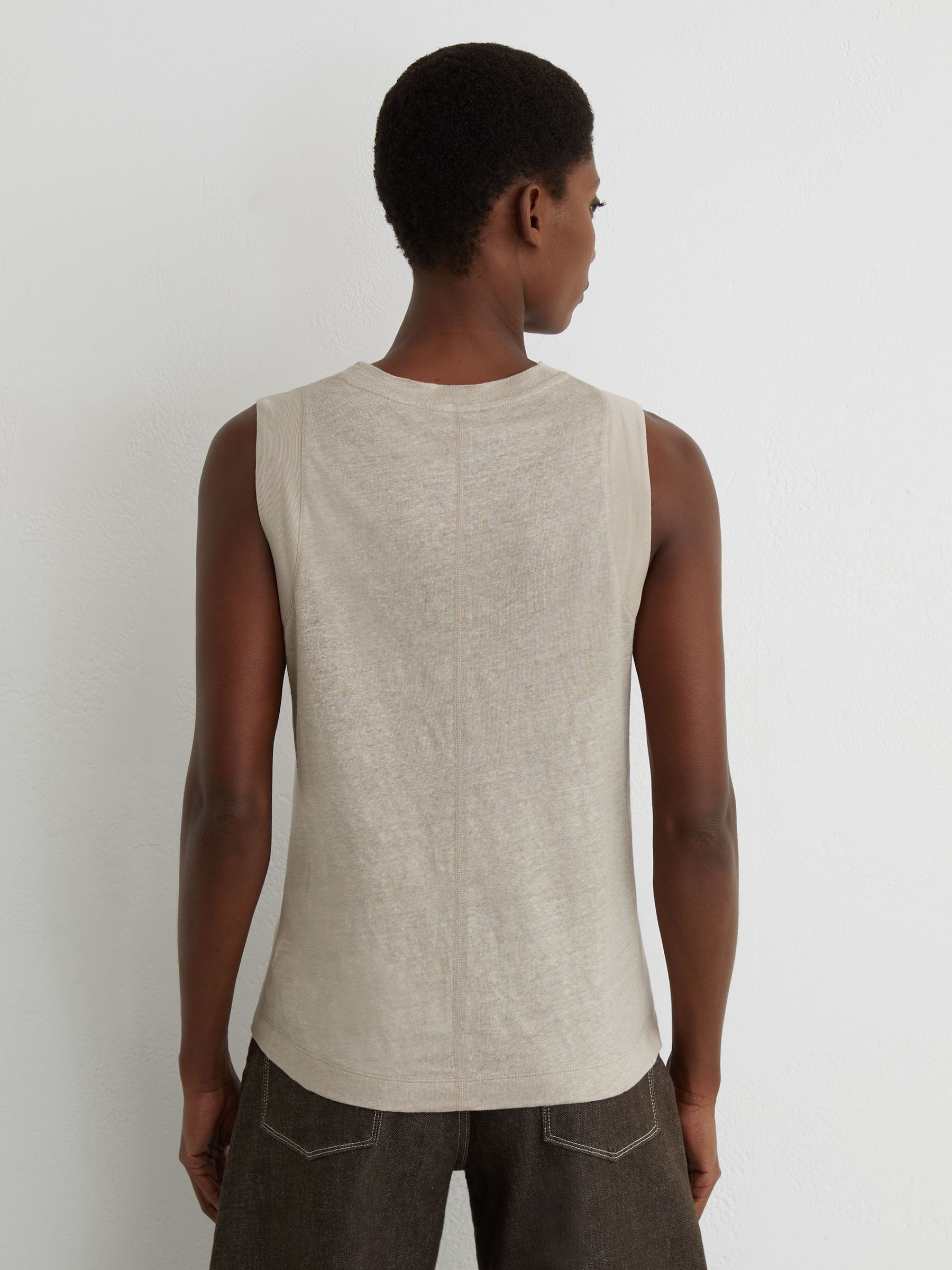 Linen Jersey Vest in Stone Neutral - image 4