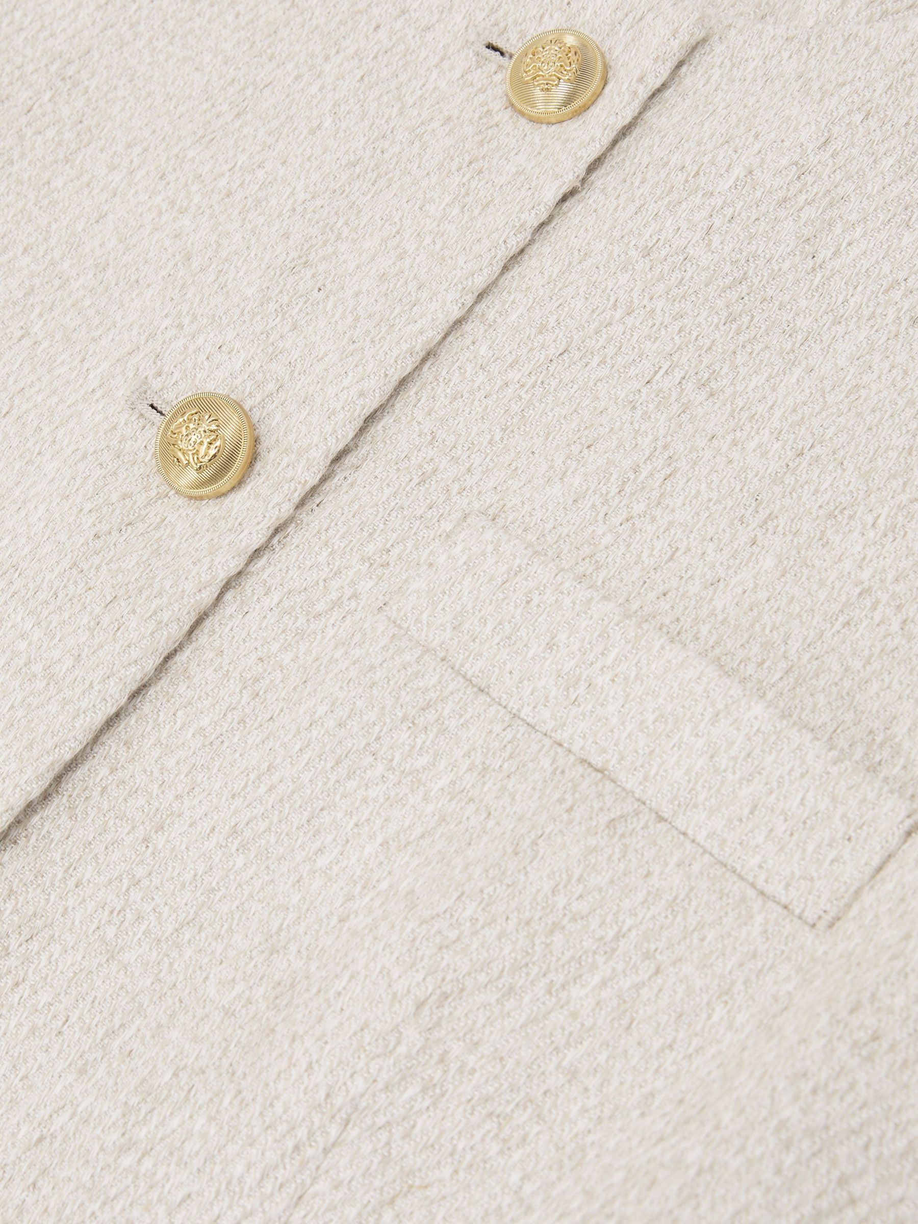 Linen-Blend Textured Long-Line Waistcoat in Neutral - Image 5 of 6