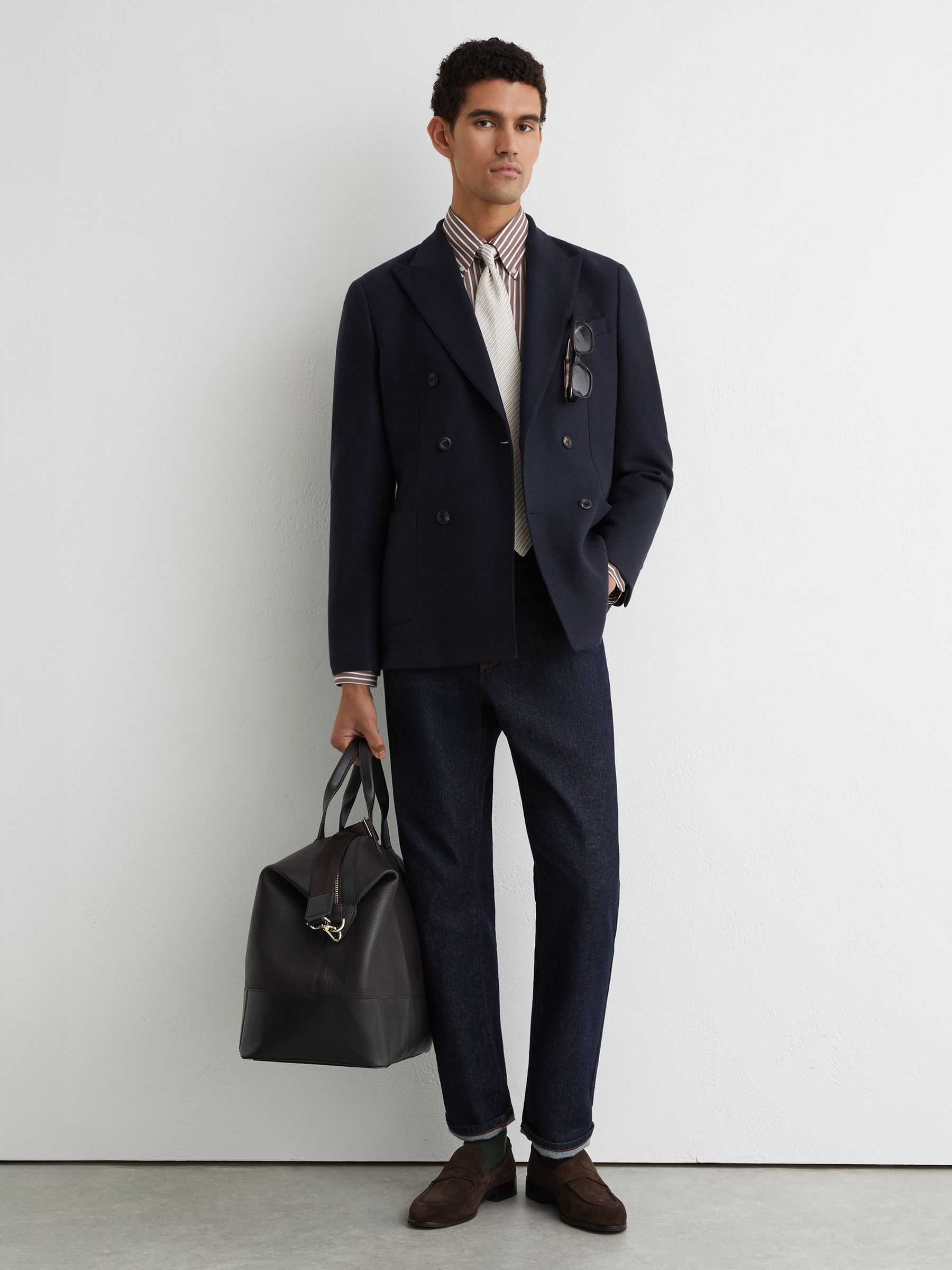 Cotton Stripe Button-Down Shirt Regular-Fit in Brown - Image 4 of 6