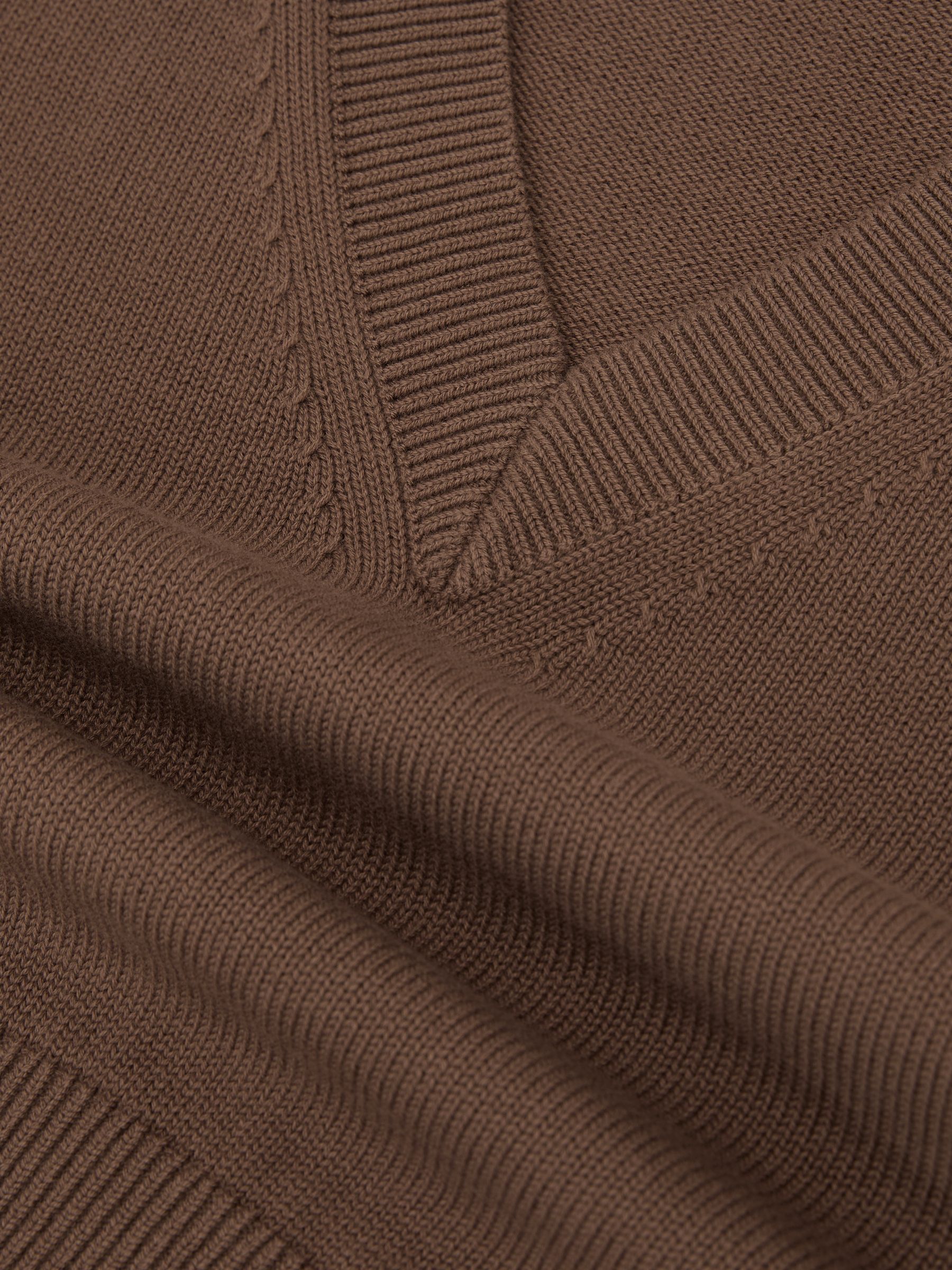 Cotton-Wool Knit V-Neck Top in Taupe Neutral - image 3