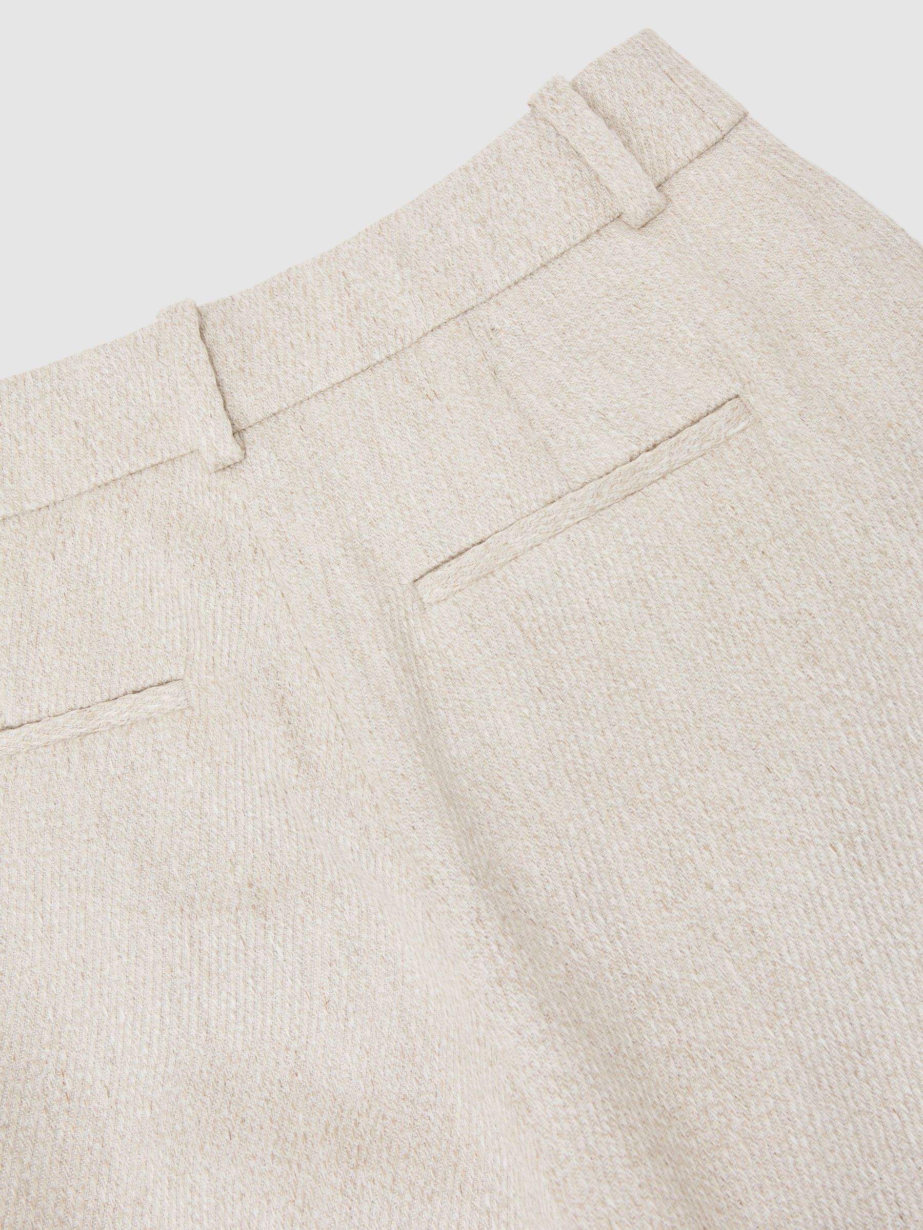 Petite Linen-Blend Textured WIde-Leg Trousers in Neutral - Image 8 of 9