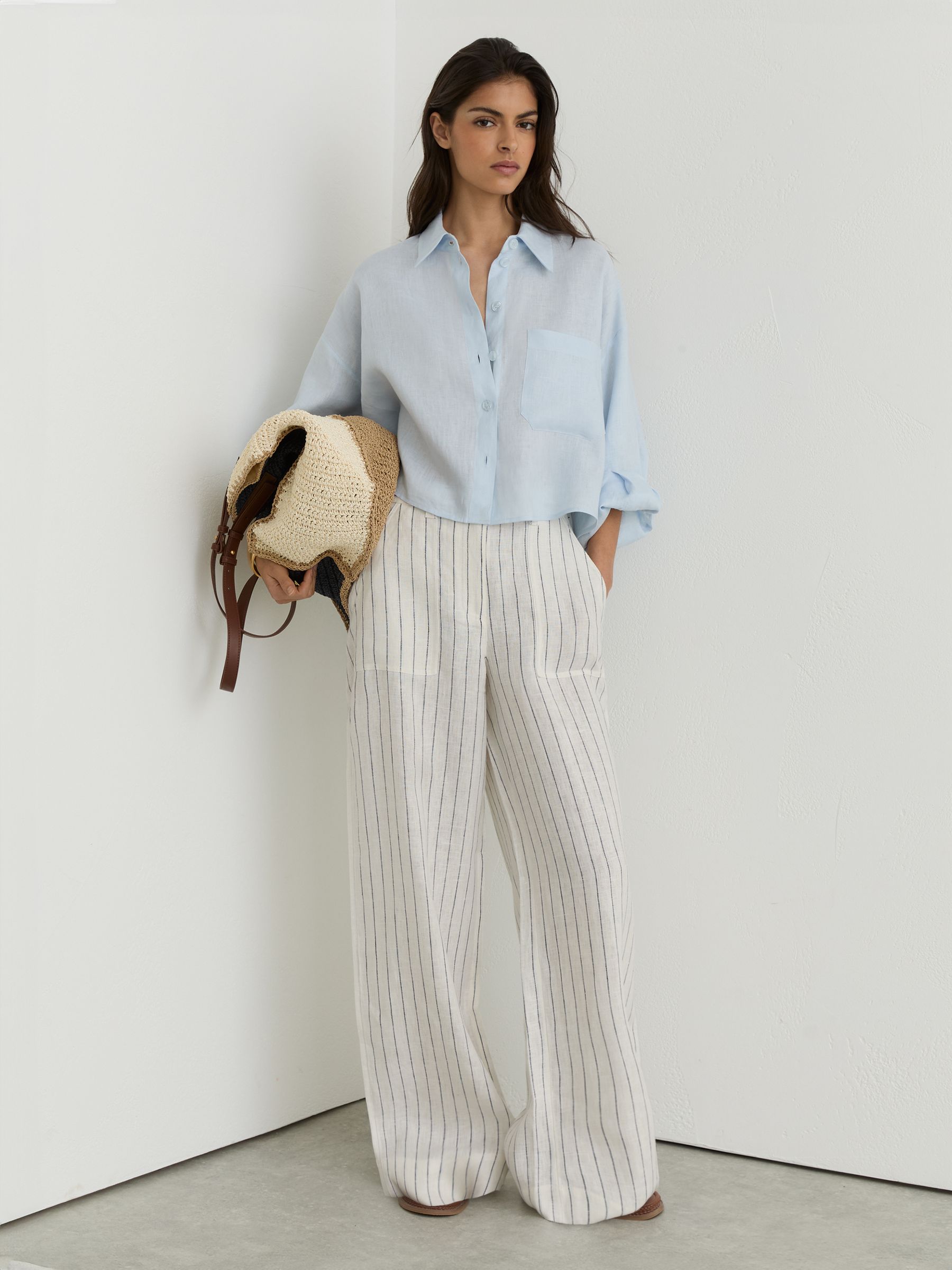 Petite Trouser in White/Navy - Image 1 of 8