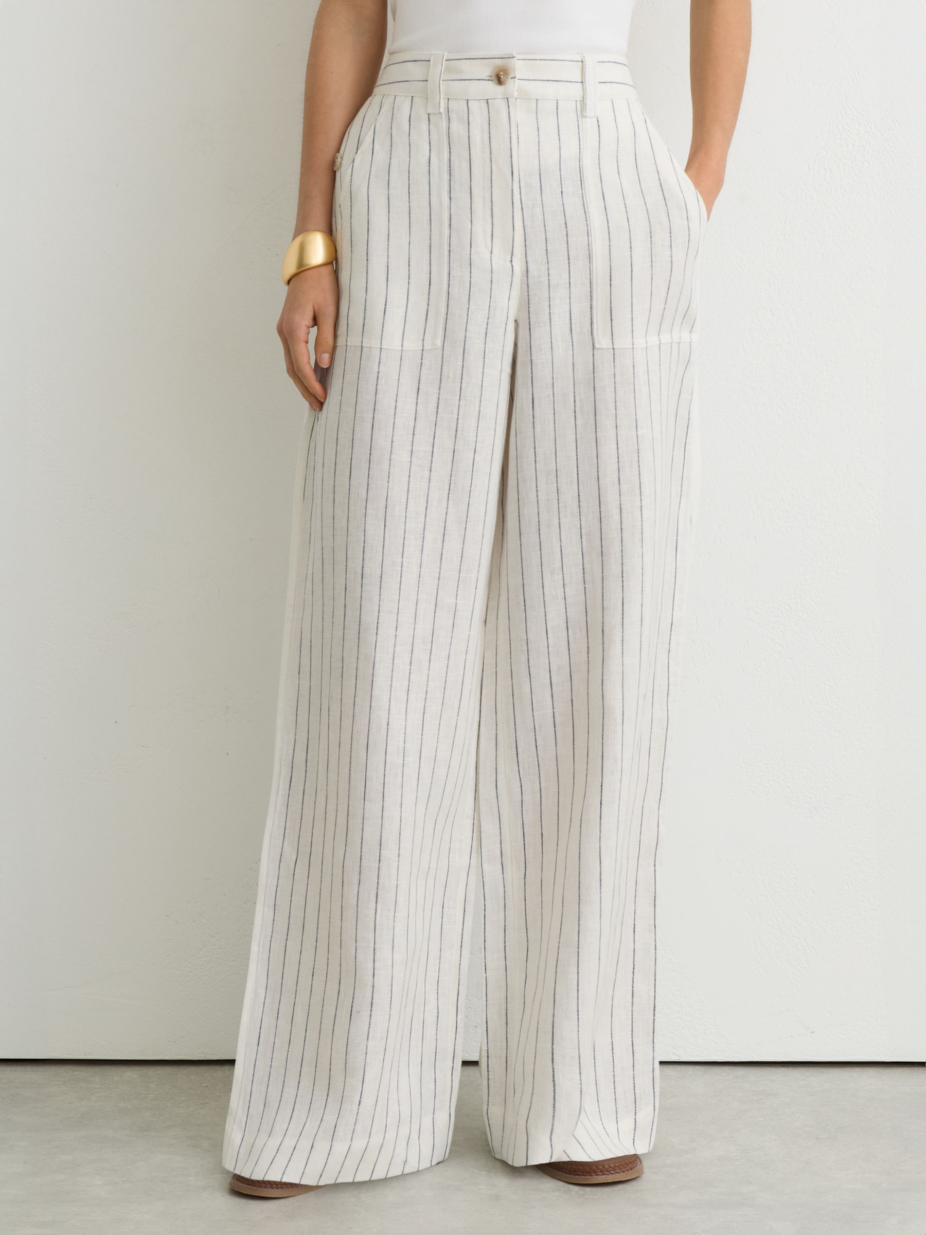 Petite Trouser in White/Navy - Image 3 of 8