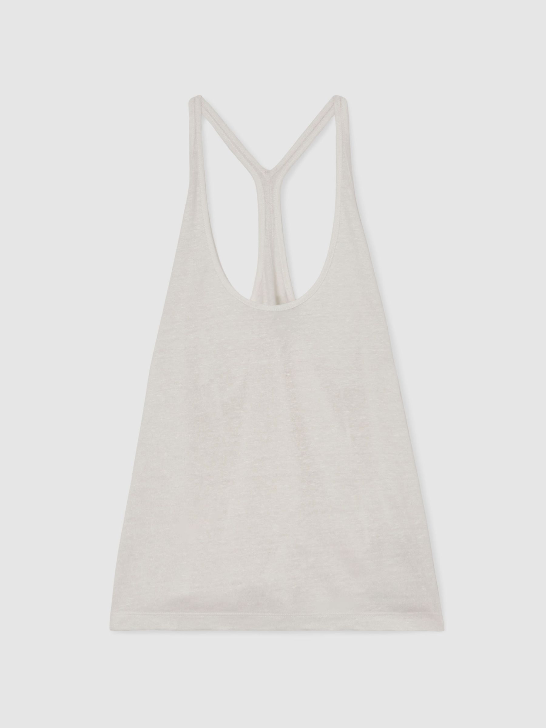 Linen Racer-Back Vest in White - image 1