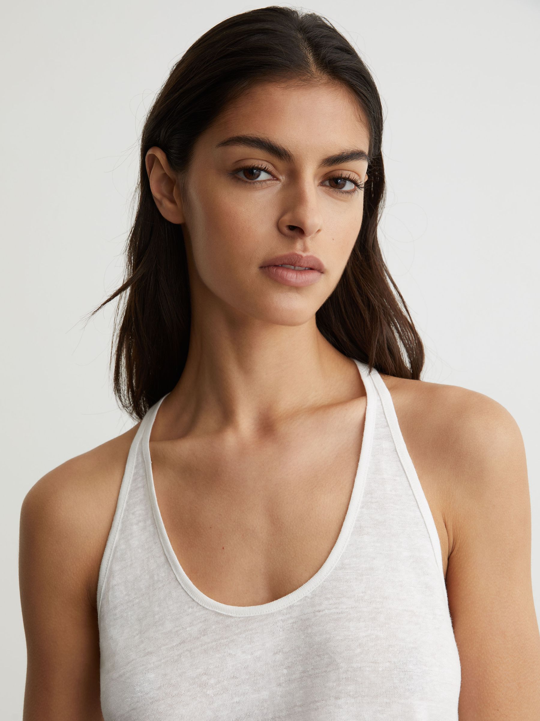 Linen Racer-Back Vest in White - image 5