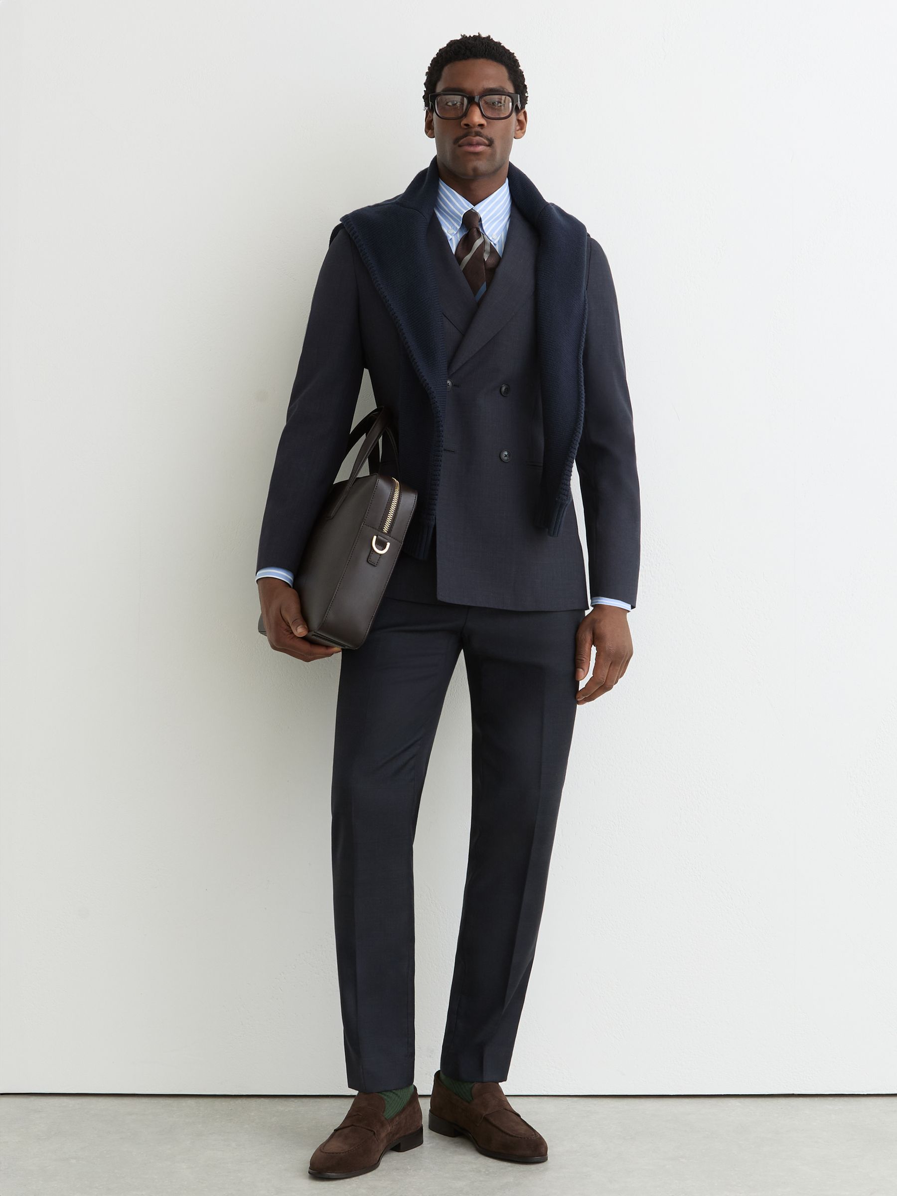 Cotton Stripe Button-Down Shirt Regular-Fit in Soft Blue - Image 3 of 7