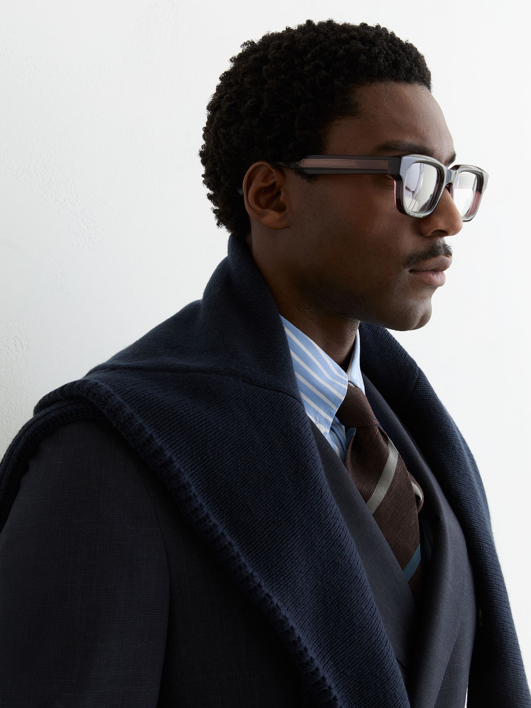 Cotton Stripe Button-Down Shirt Regular-Fit in Soft Blue - Image 5 of 7