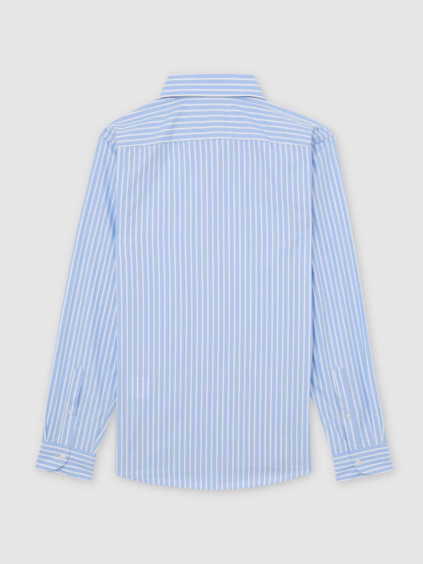 Cotton Stripe Button-Down Shirt Regular-Fit in Soft Blue - Image 6 of 7