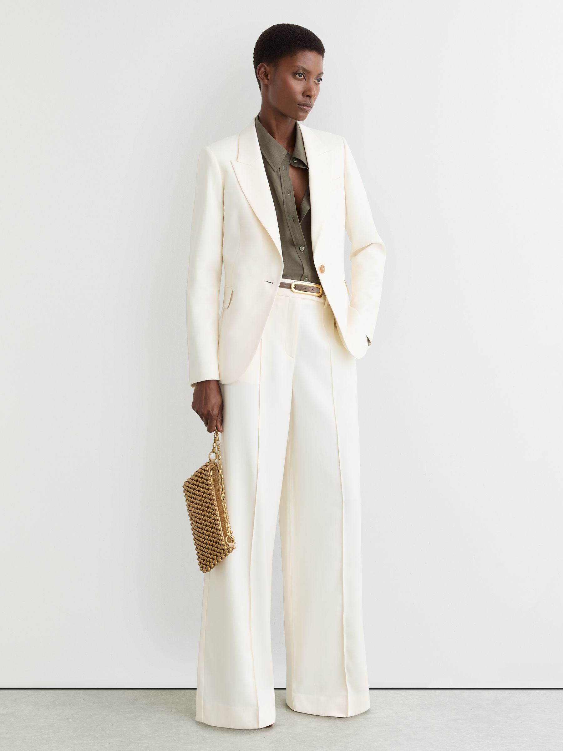 Single-Breasted Tailored Blazer in Cream - image 3