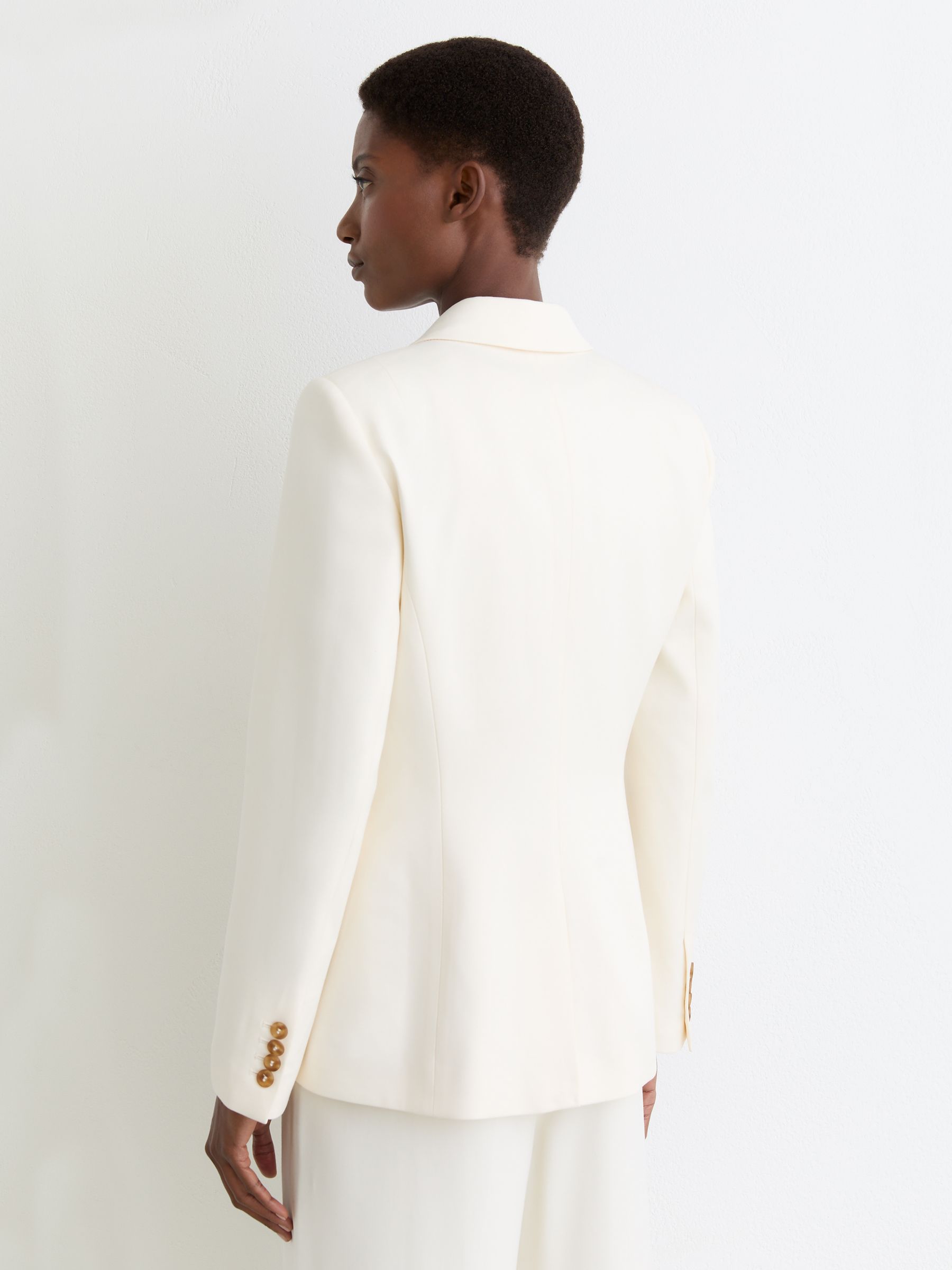 Single-Breasted Tailored Blazer in Cream - Image 6 of 8