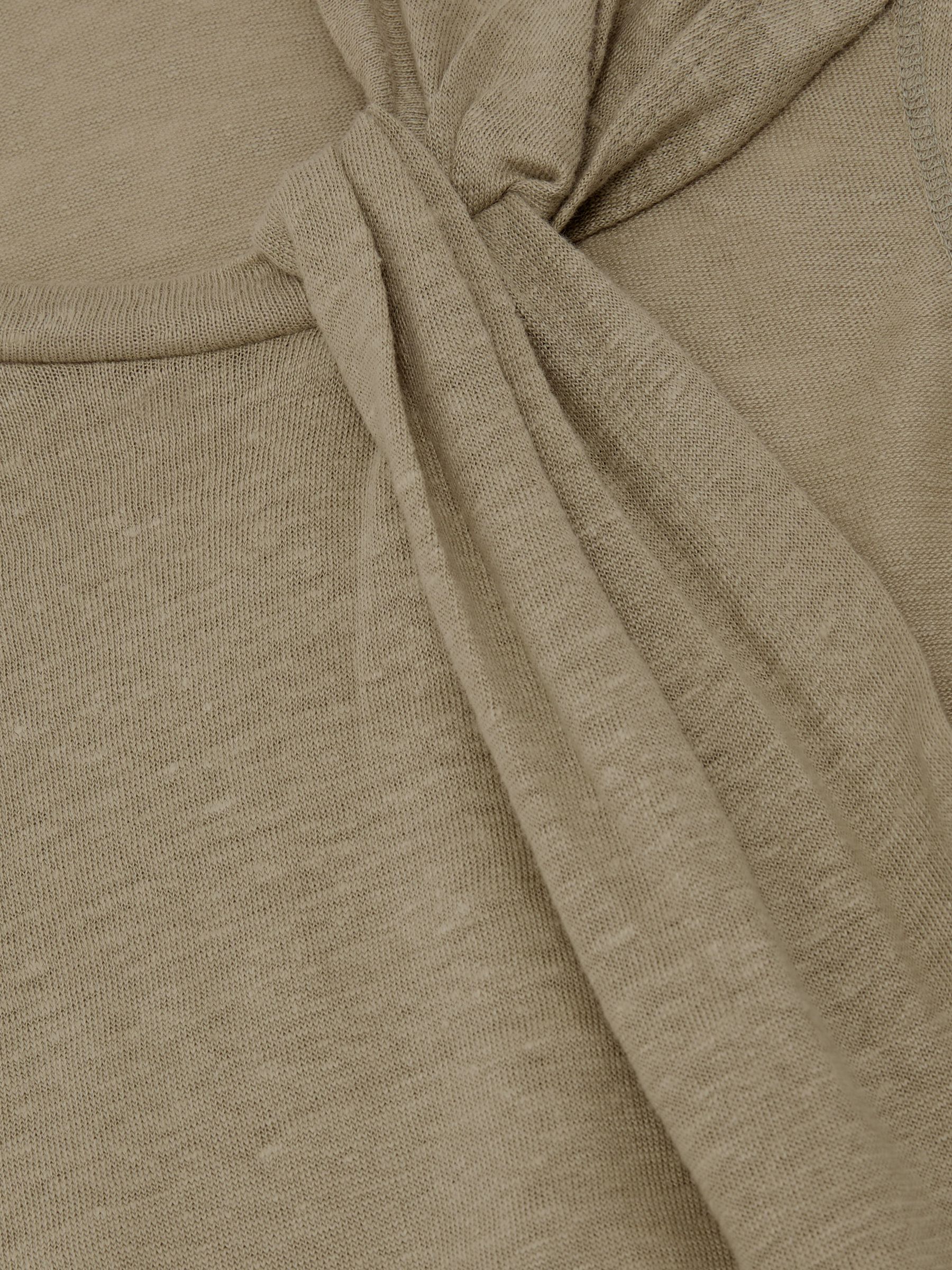 Linen Twist-Detail T-Shirt in Green - Image 6 of 6