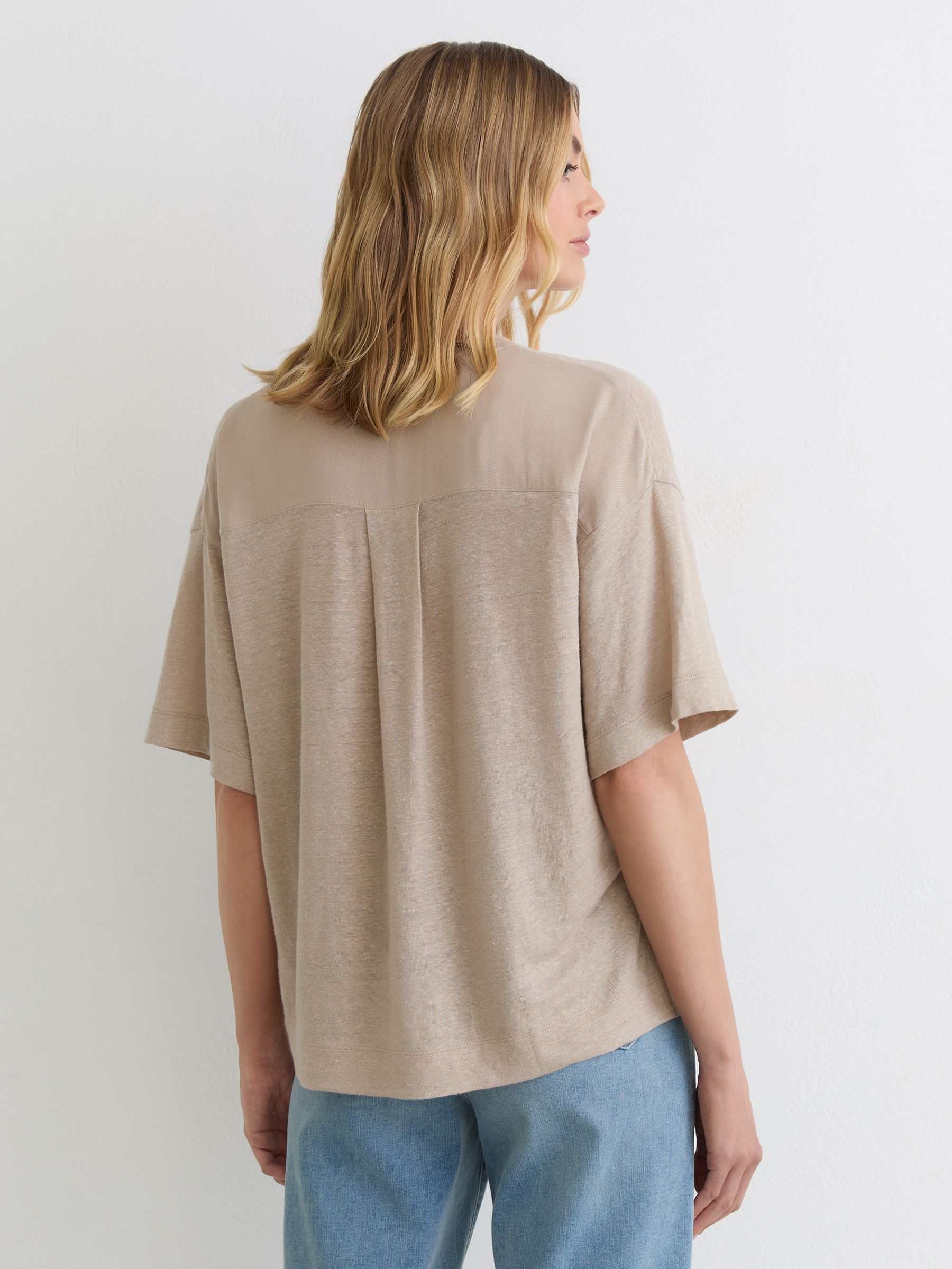 Linen V-Neck T-Shirt in Stone Neutral - image 5