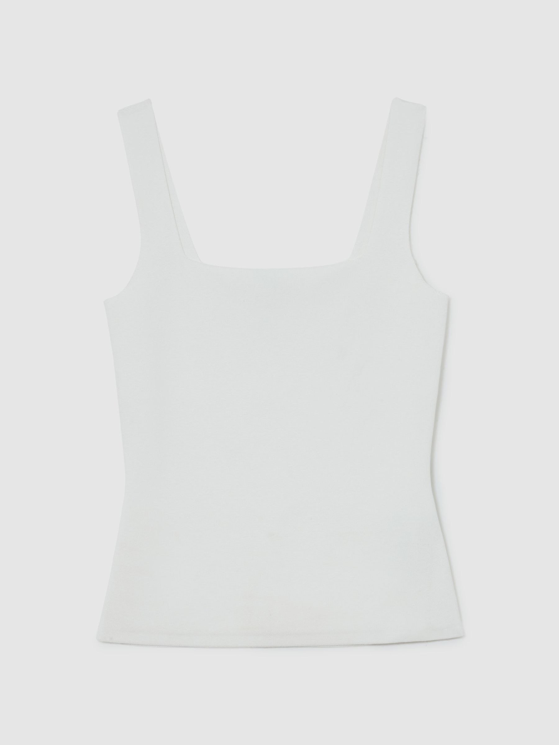 Square-Neck Compact-Knit Vest in White - Image 2 of 6