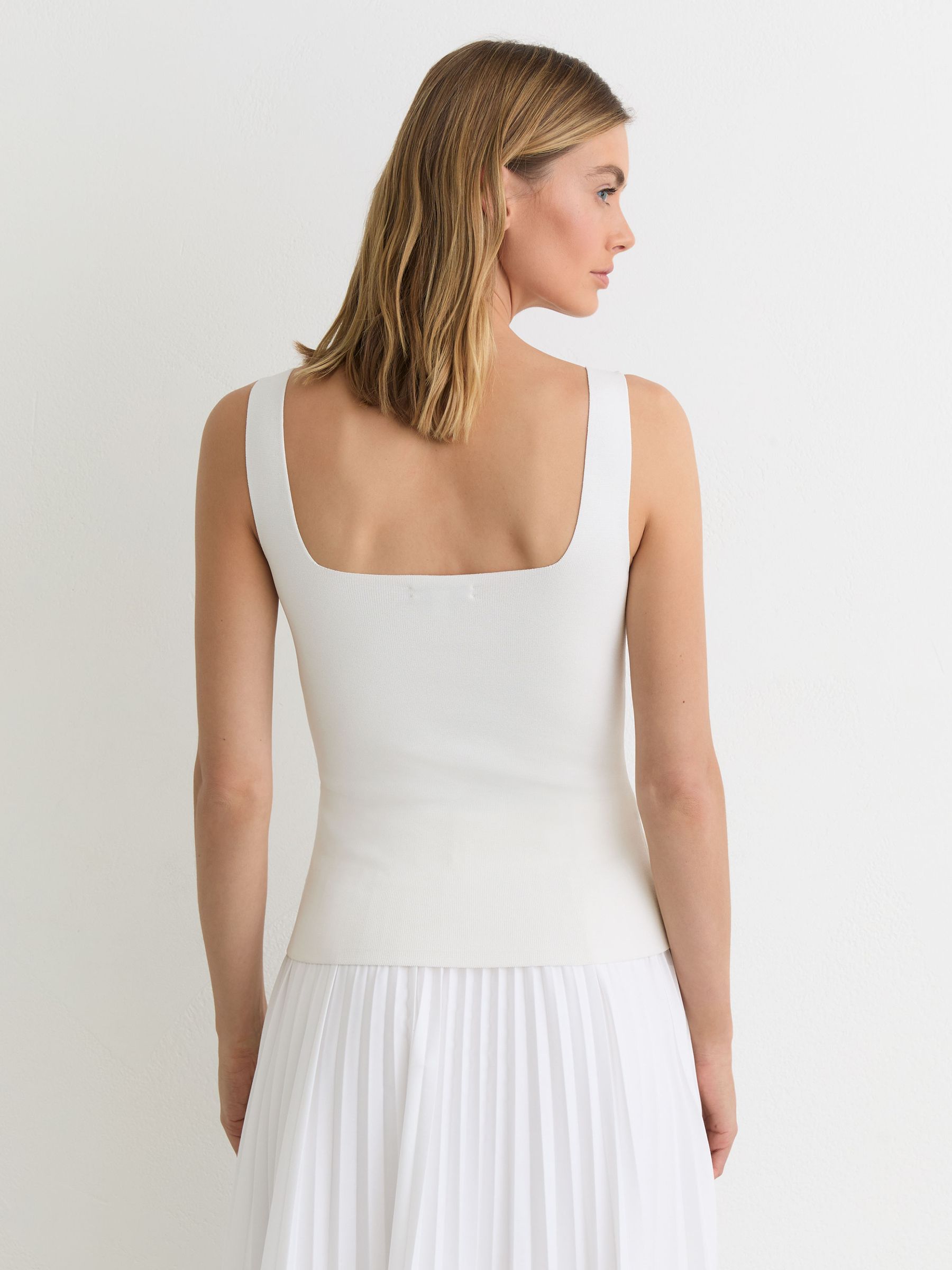 Square-Neck Compact-Knit Vest in White - image 5