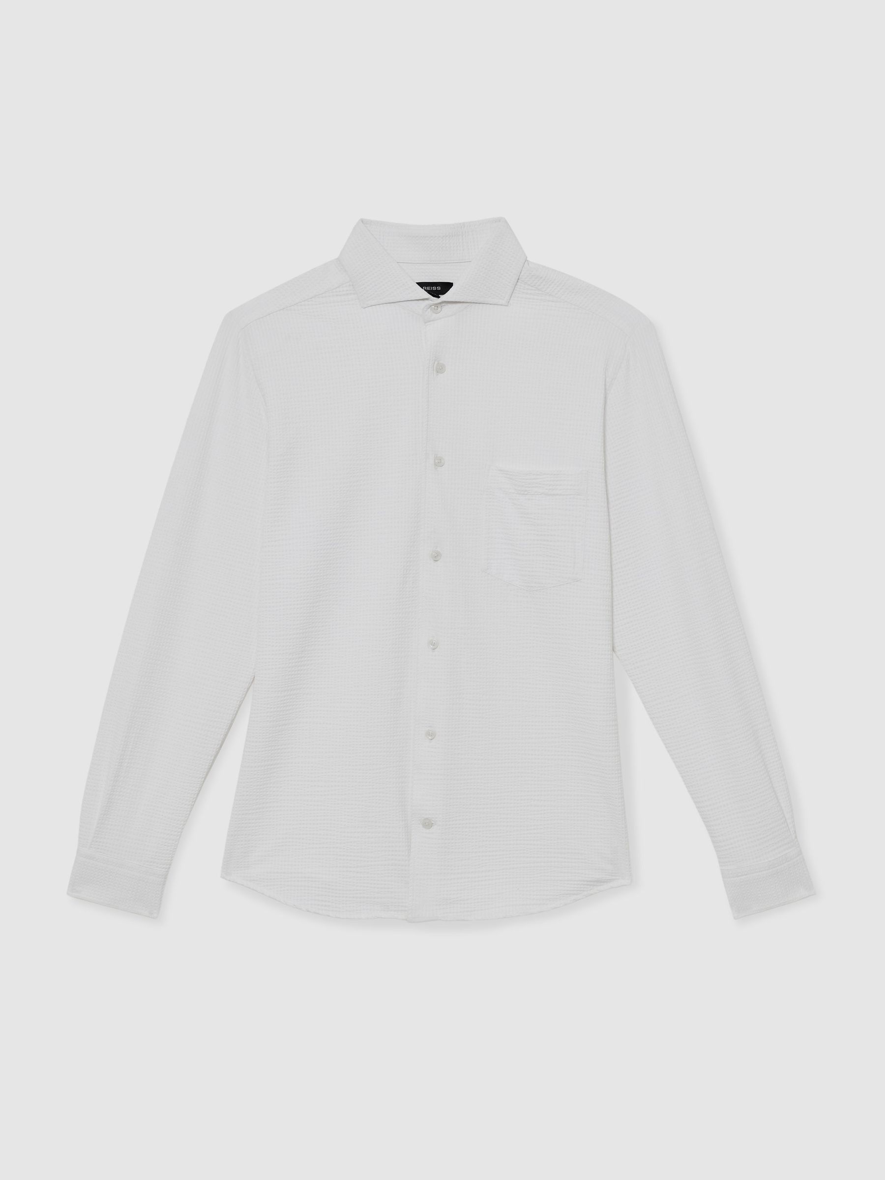 Seersucker Cutaway-Collar Regular-Fit Shirt in White - Image 2 of 6
