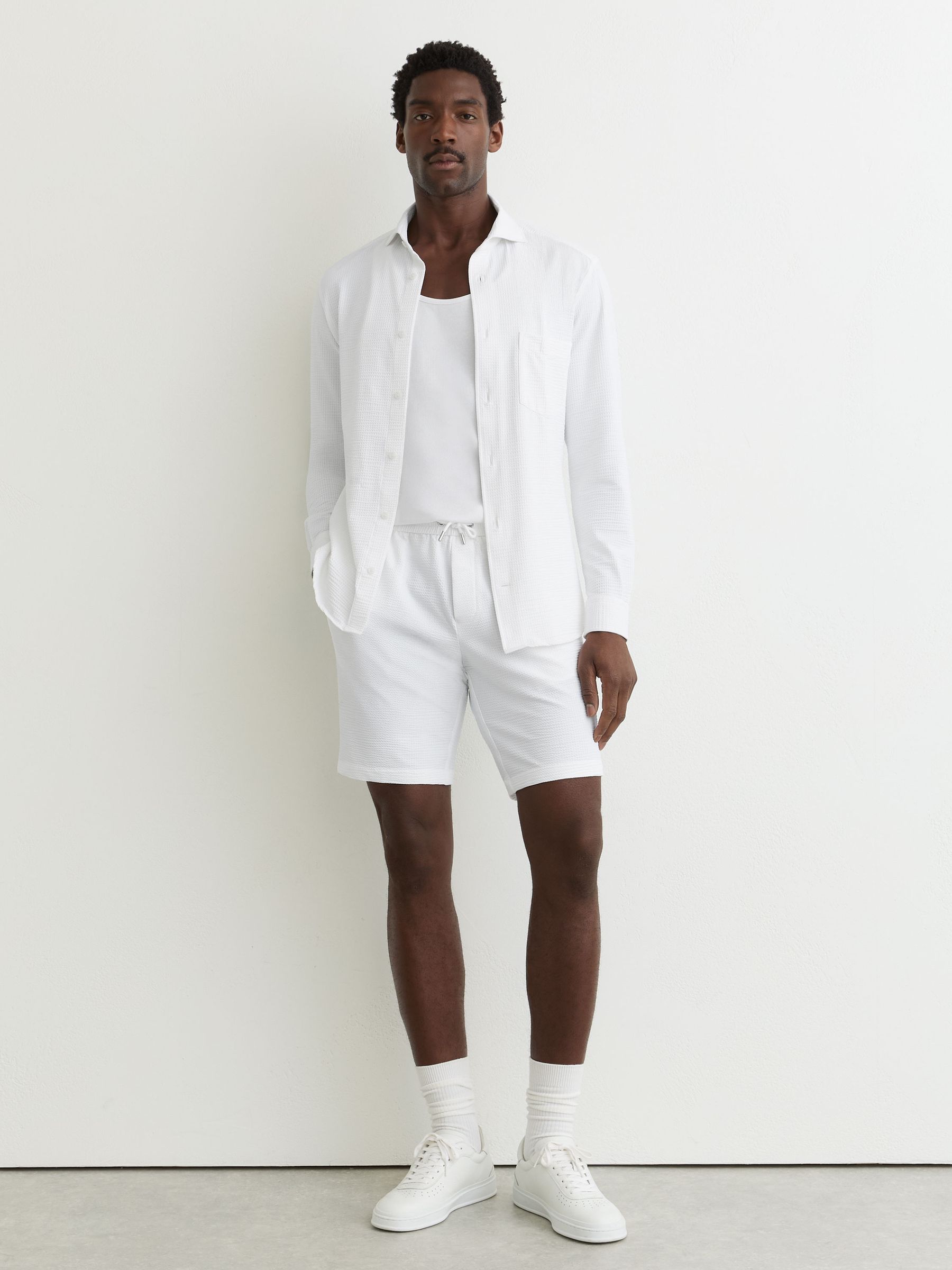 Seersucker Cutaway-Collar Shirt Regular-Fit in White - image 5